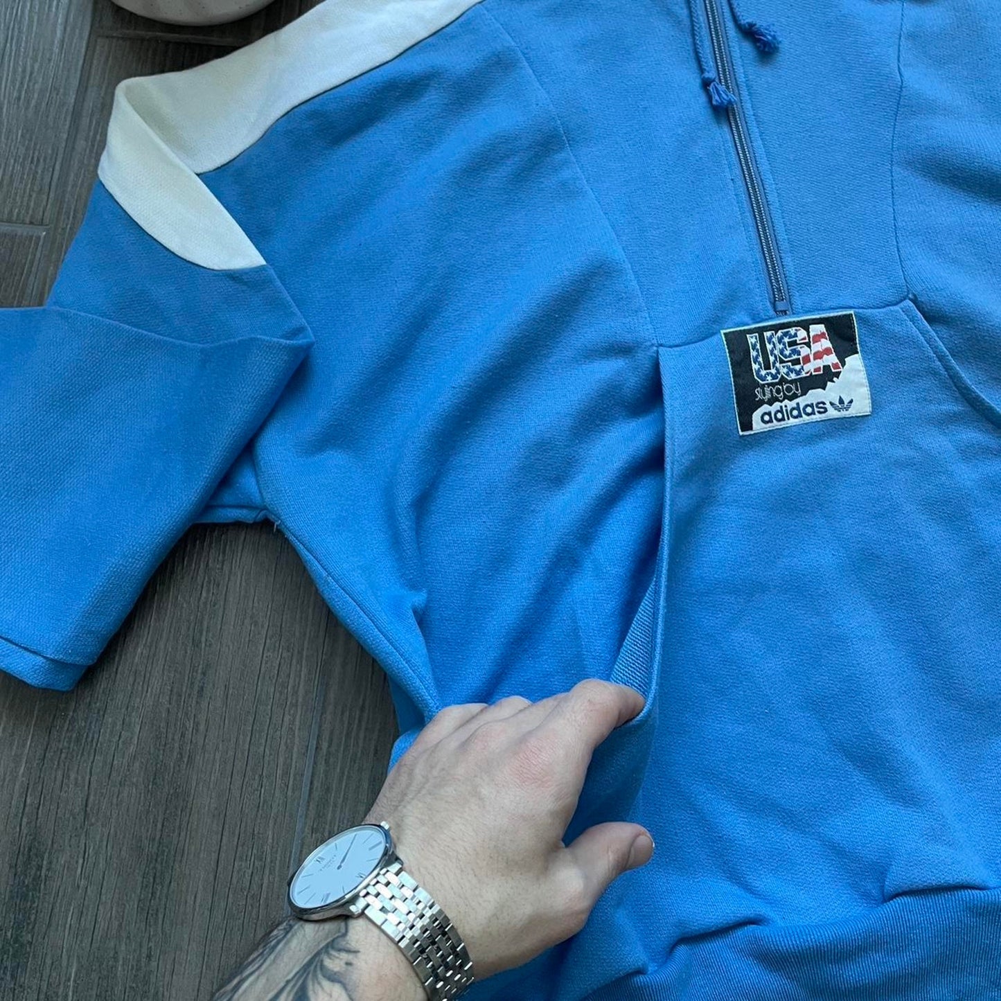 Adidas usa blue vintage hoodie