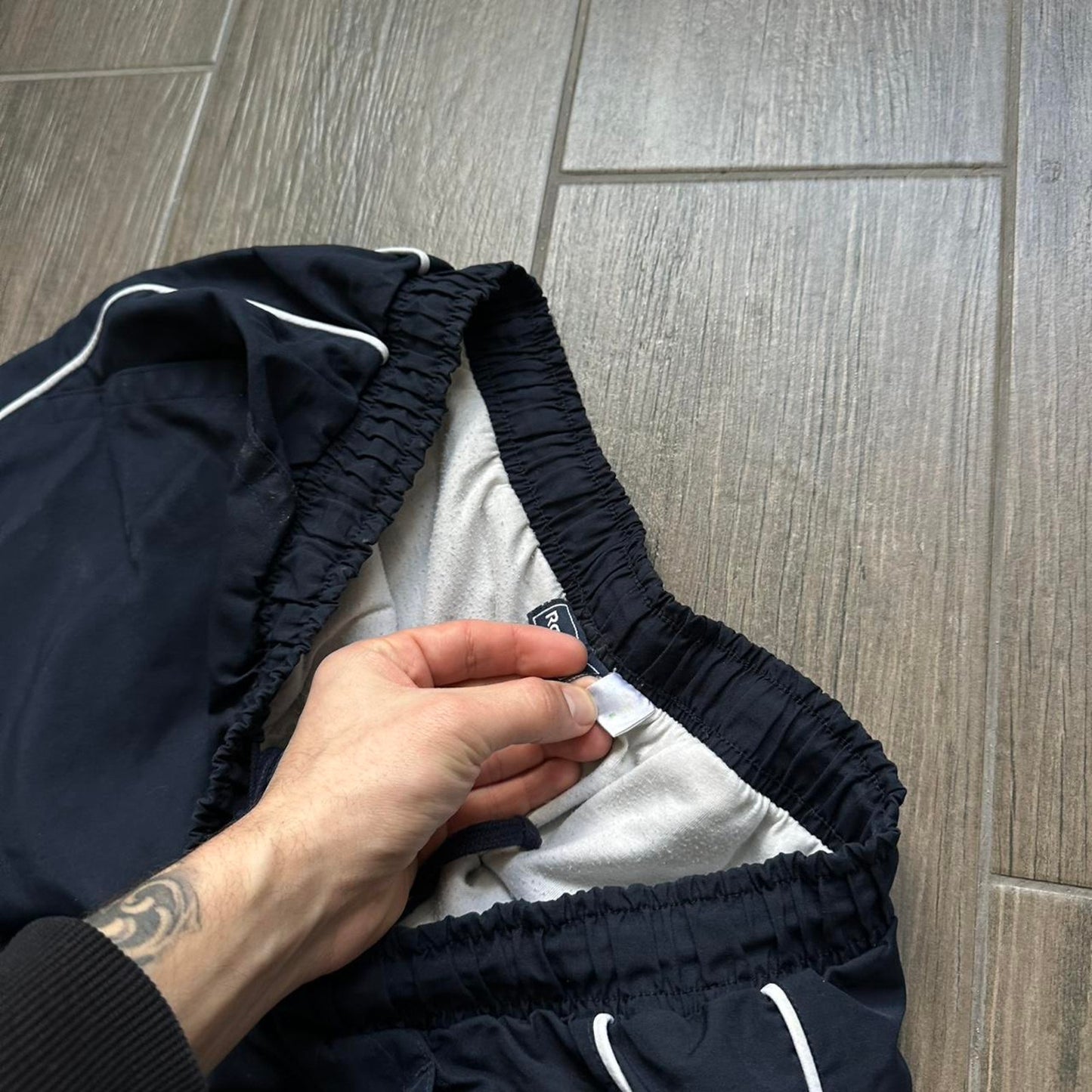 Reebok navy nylon baggy sweatpants