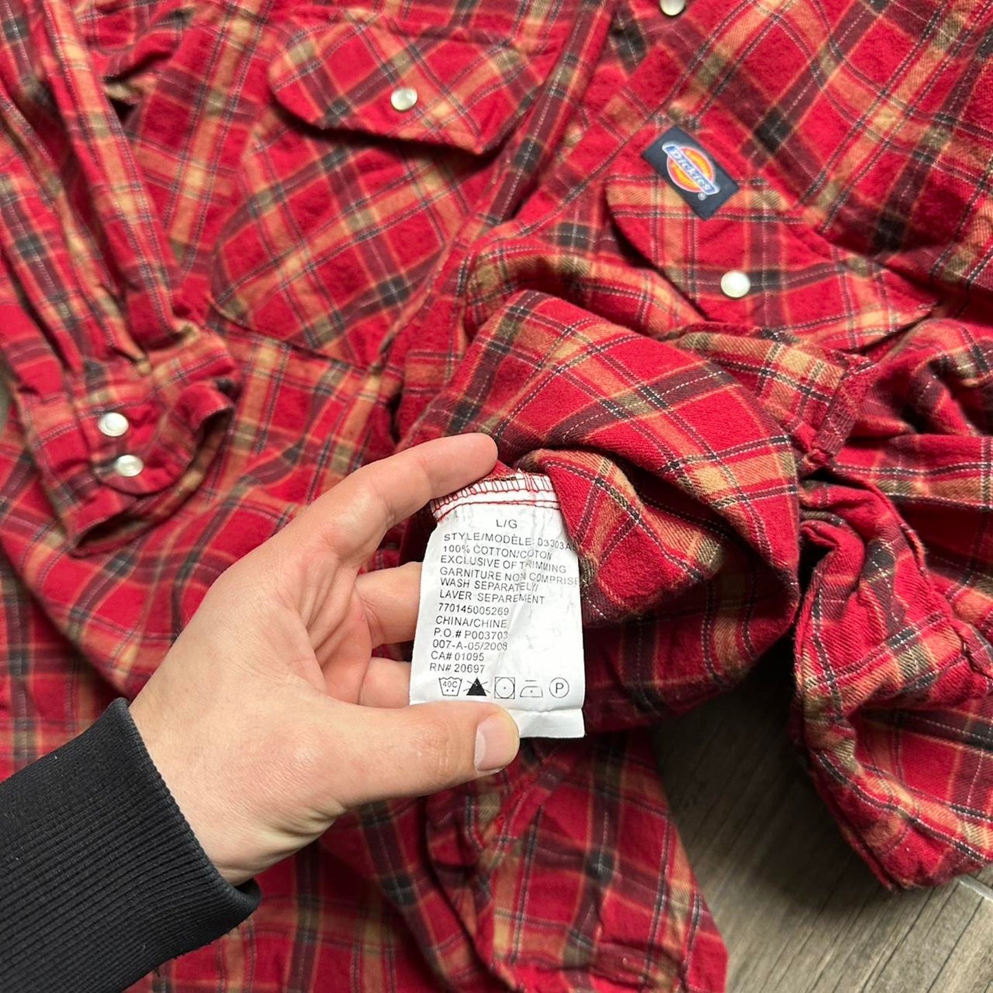 Dickies red plaid button up shirt