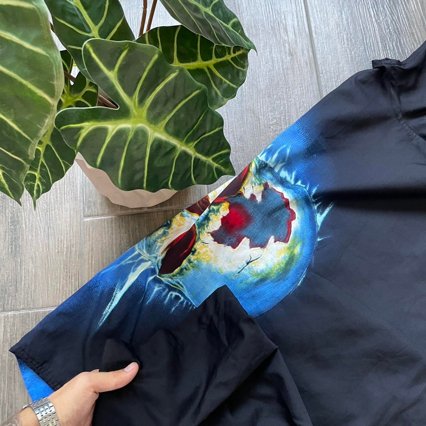 Vintage baggy skeleton black rap drill shirt