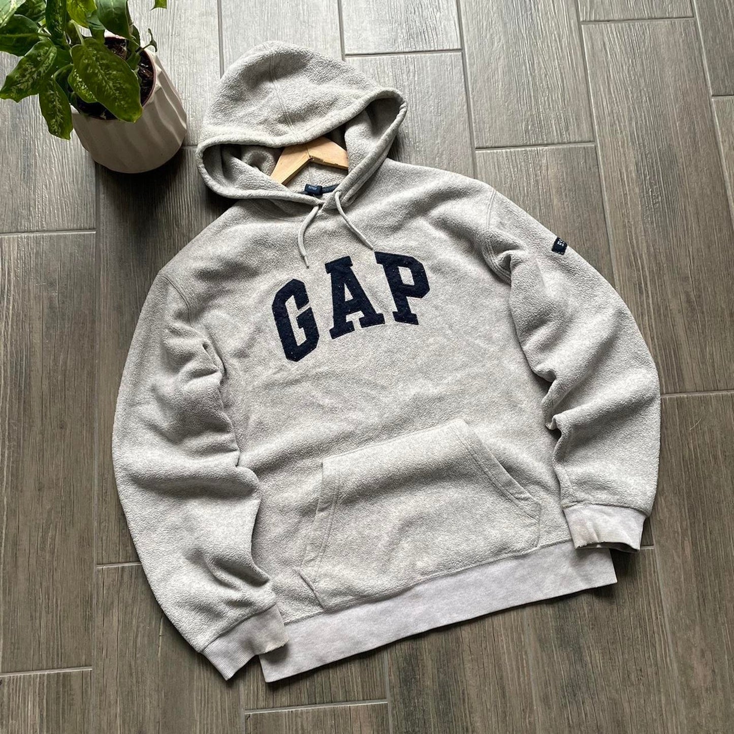 Gap grey y2k travis style fleece baggy hoodie