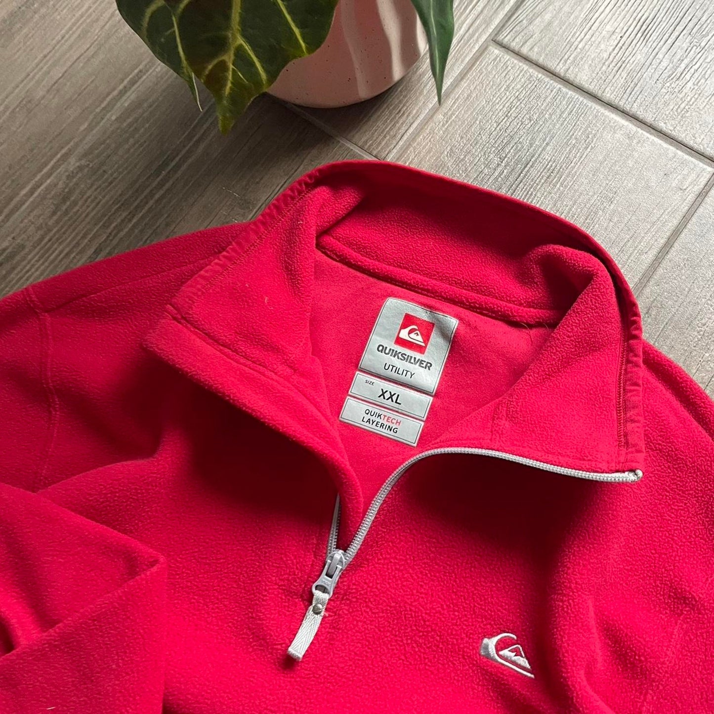 Y2K quiksilver fleece red baggy surf jumper XL