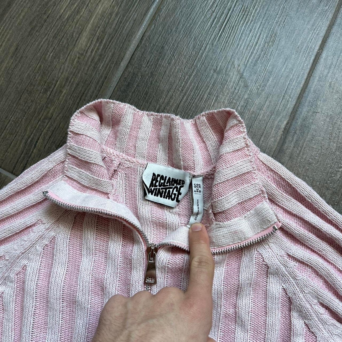 Reclaimed vintage pink striped zip