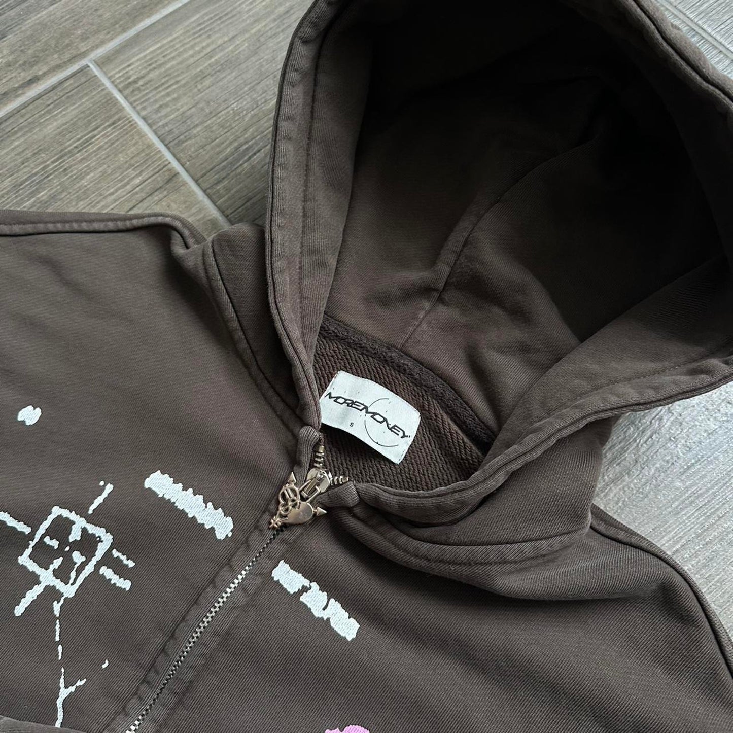 Y2k brown zip baggy hoodie