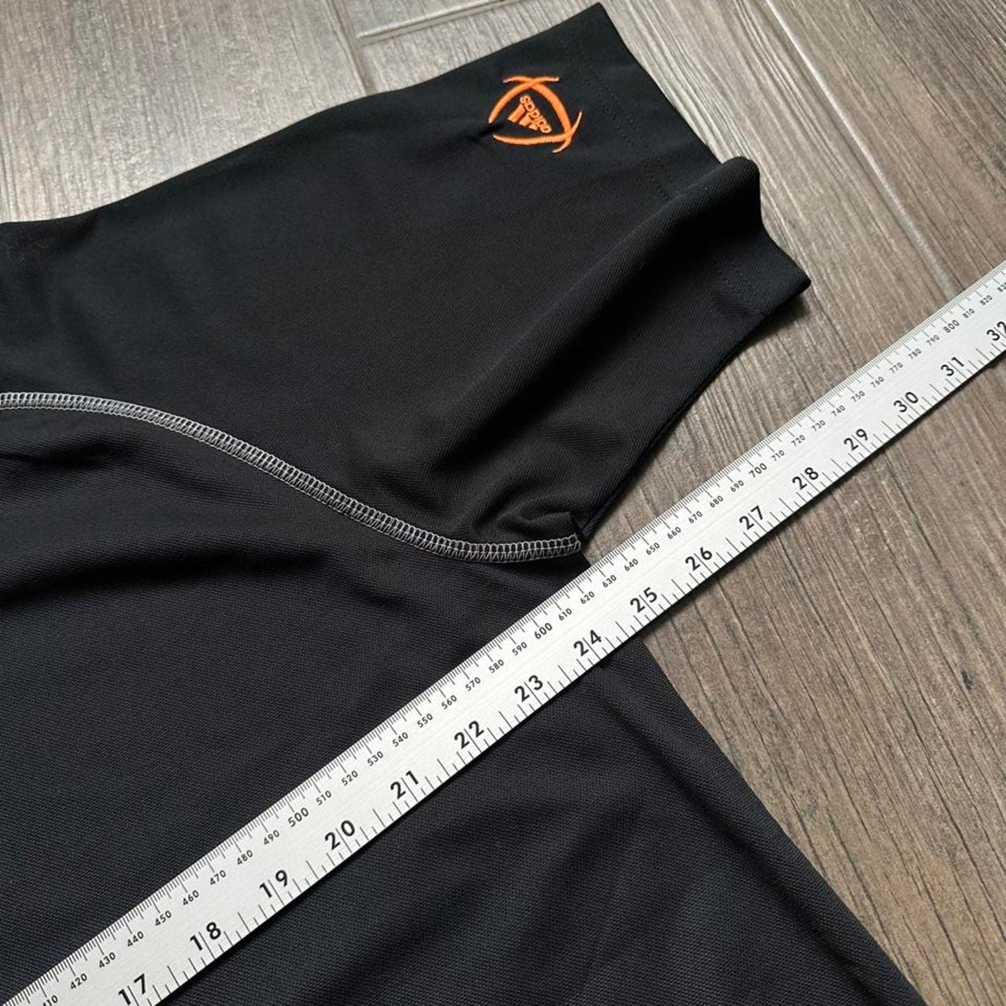 Adidas black and grey striped t-shirt