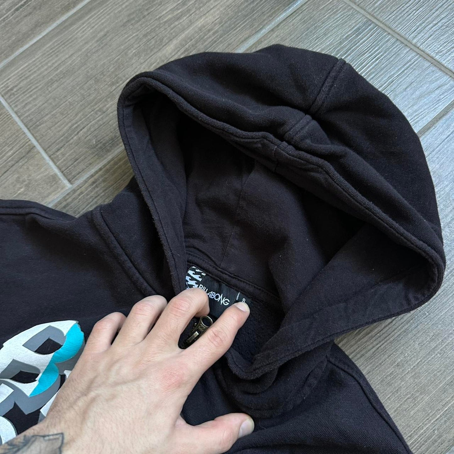 Billabong Y2k black zip baggy hoodie