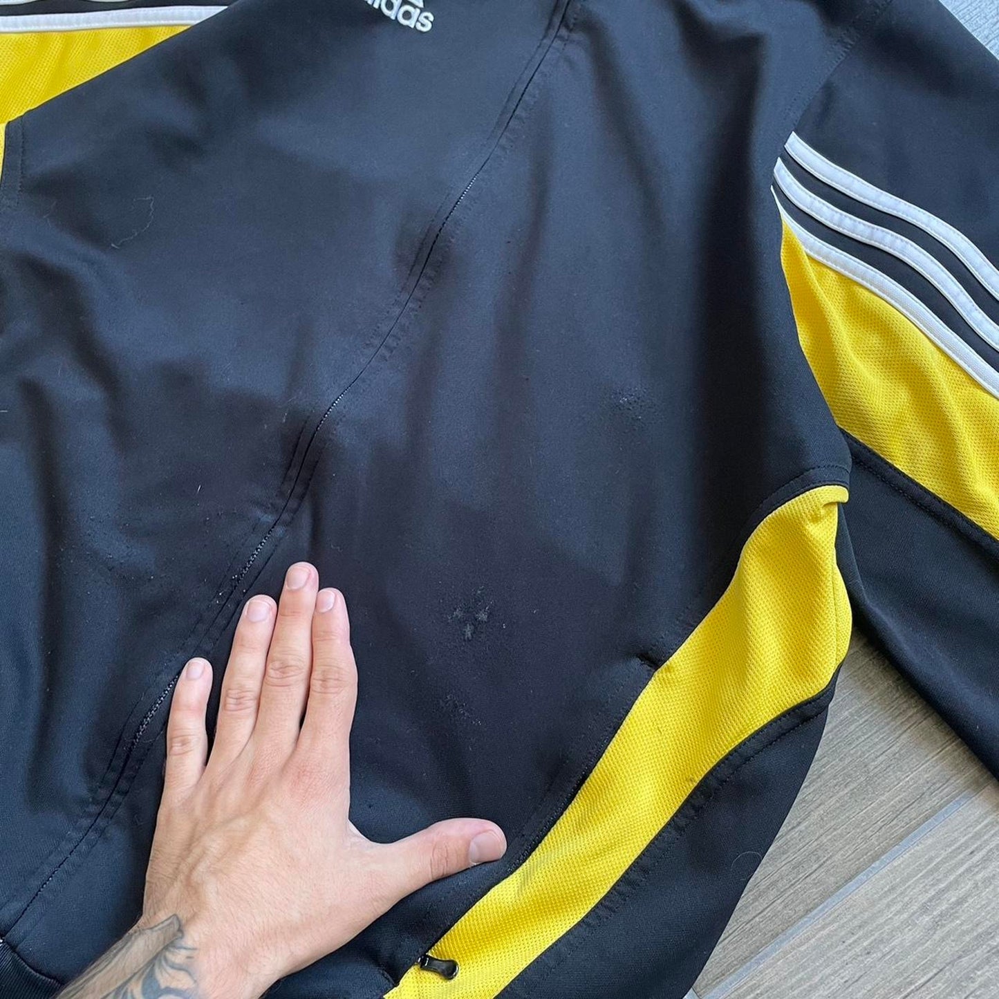 Adidas track top black y2k baggy jumper