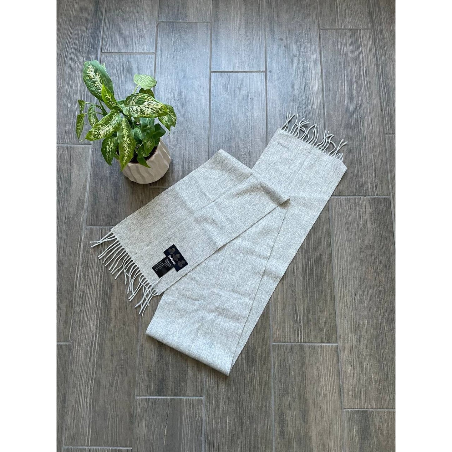Barbour Grey Wool Scarf