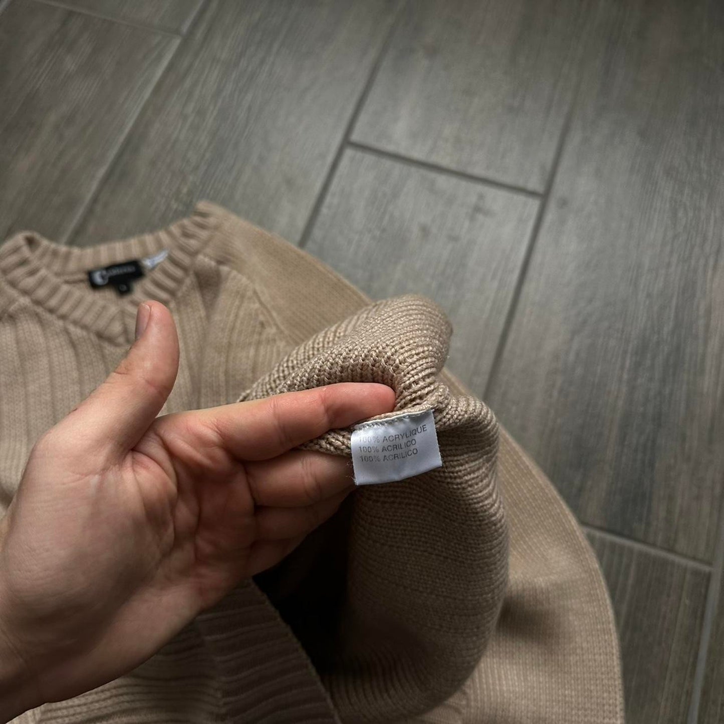 Tan oversized knit sweater