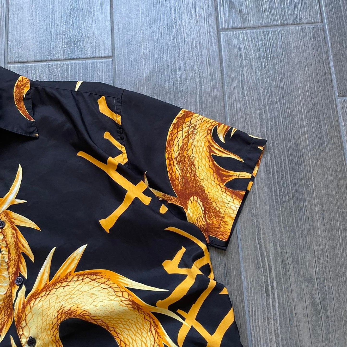 Vintage Versace style gold dragon Japanese shirt