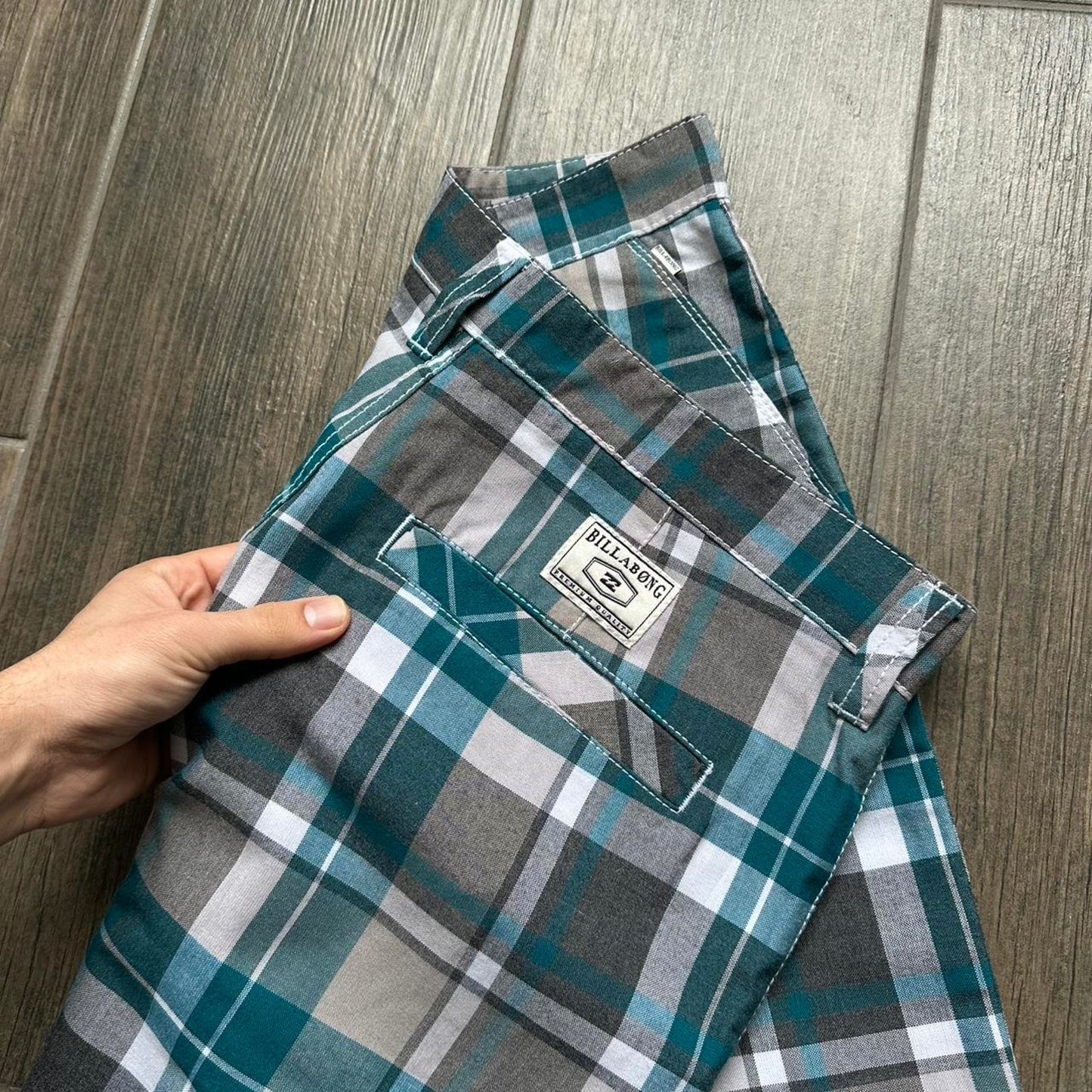 Billabong green plaid shorts