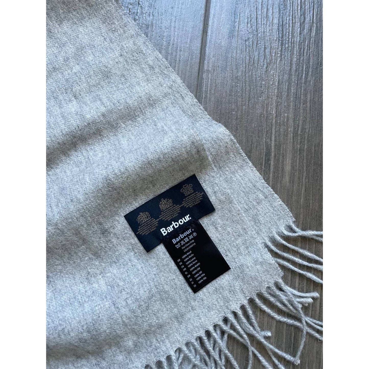 Barbour Grey Wool Scarf