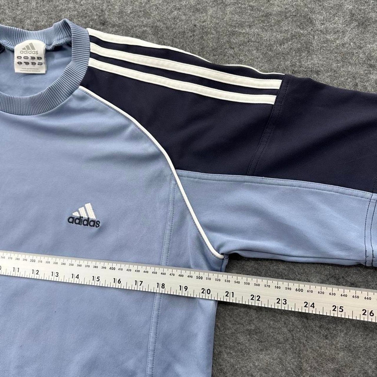 Adidas blue and white striped