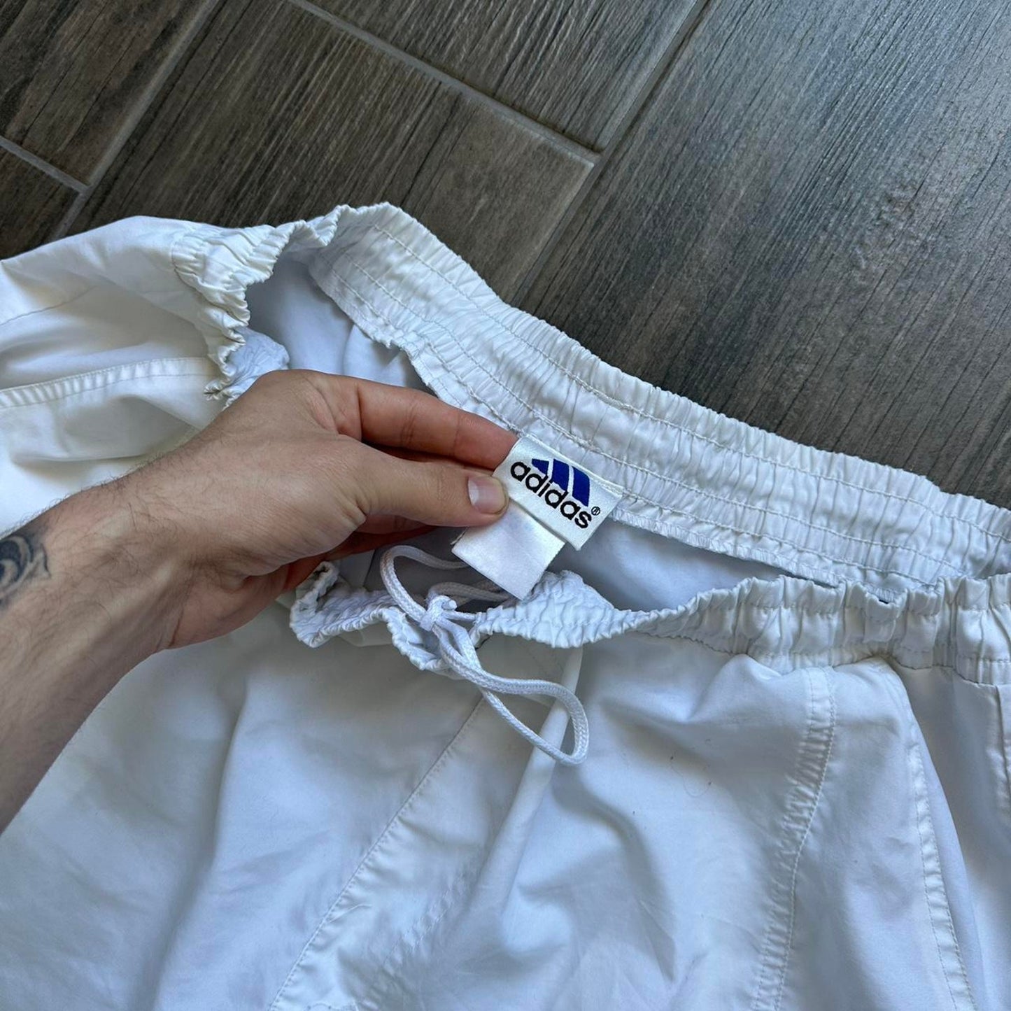 Adidas white shorts with black