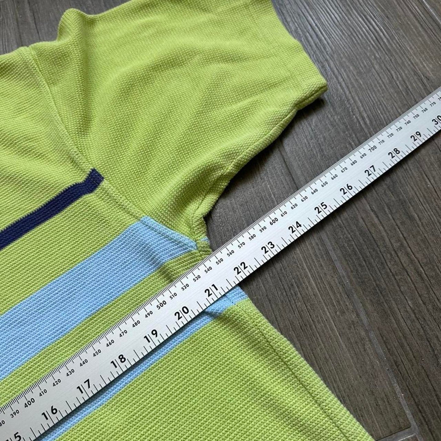 Reebok green striped v-neck t-shirt