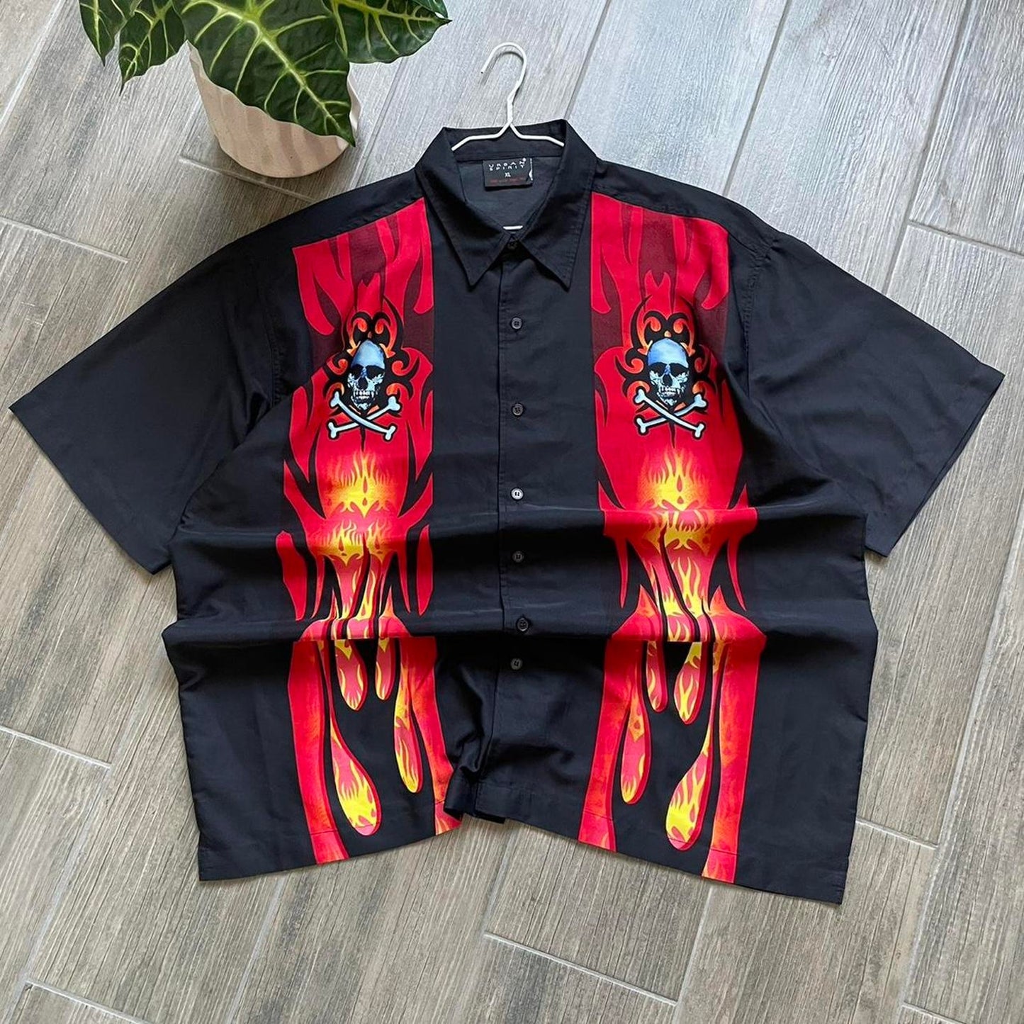 Vintage skeleton rock baggy Japanese shirt