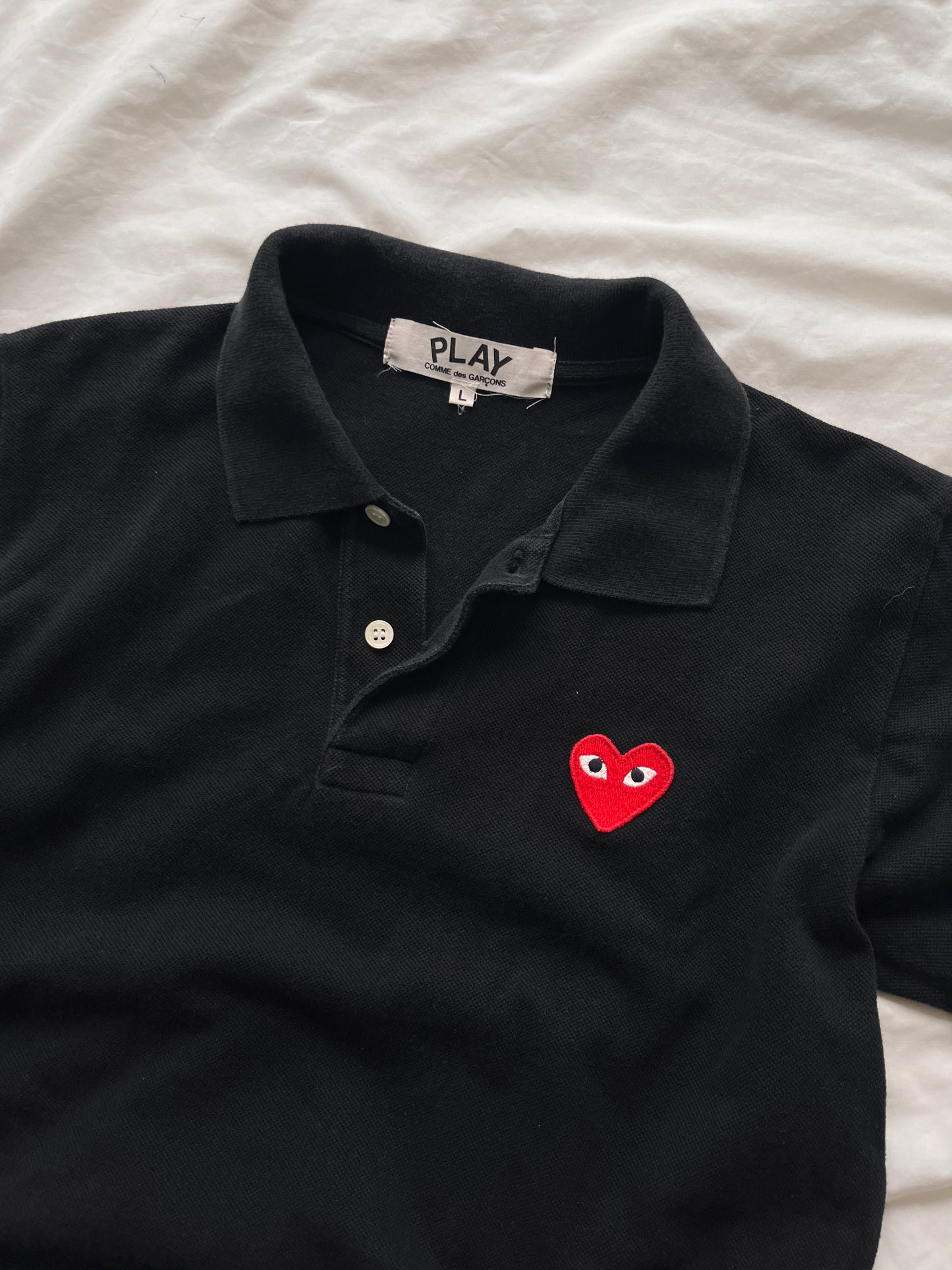 PLAY COMME des GARCONS RED HEART ❤️ BLACK POLO SHIRT