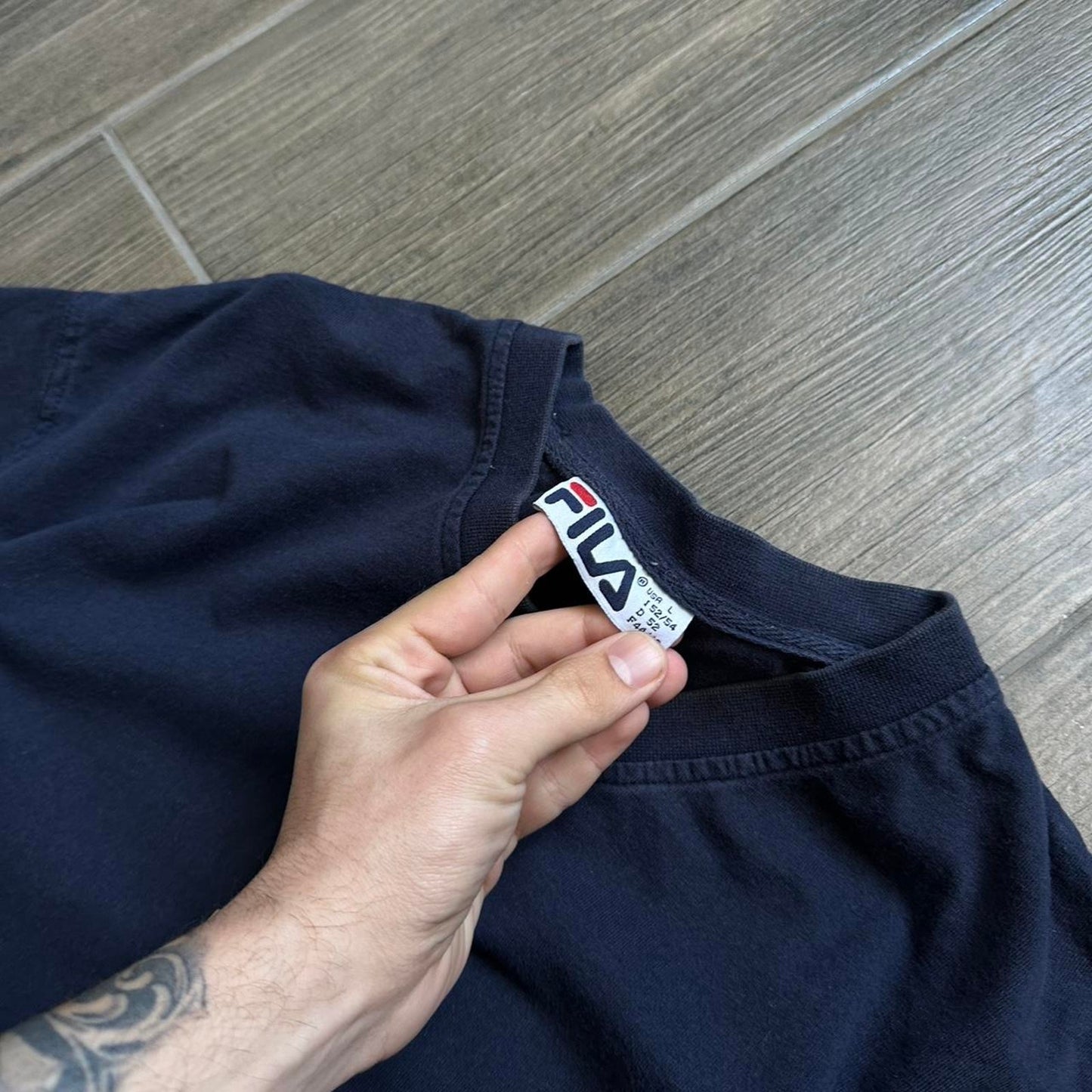 Fila navy blue V-neck t-shirt with embroidered logo