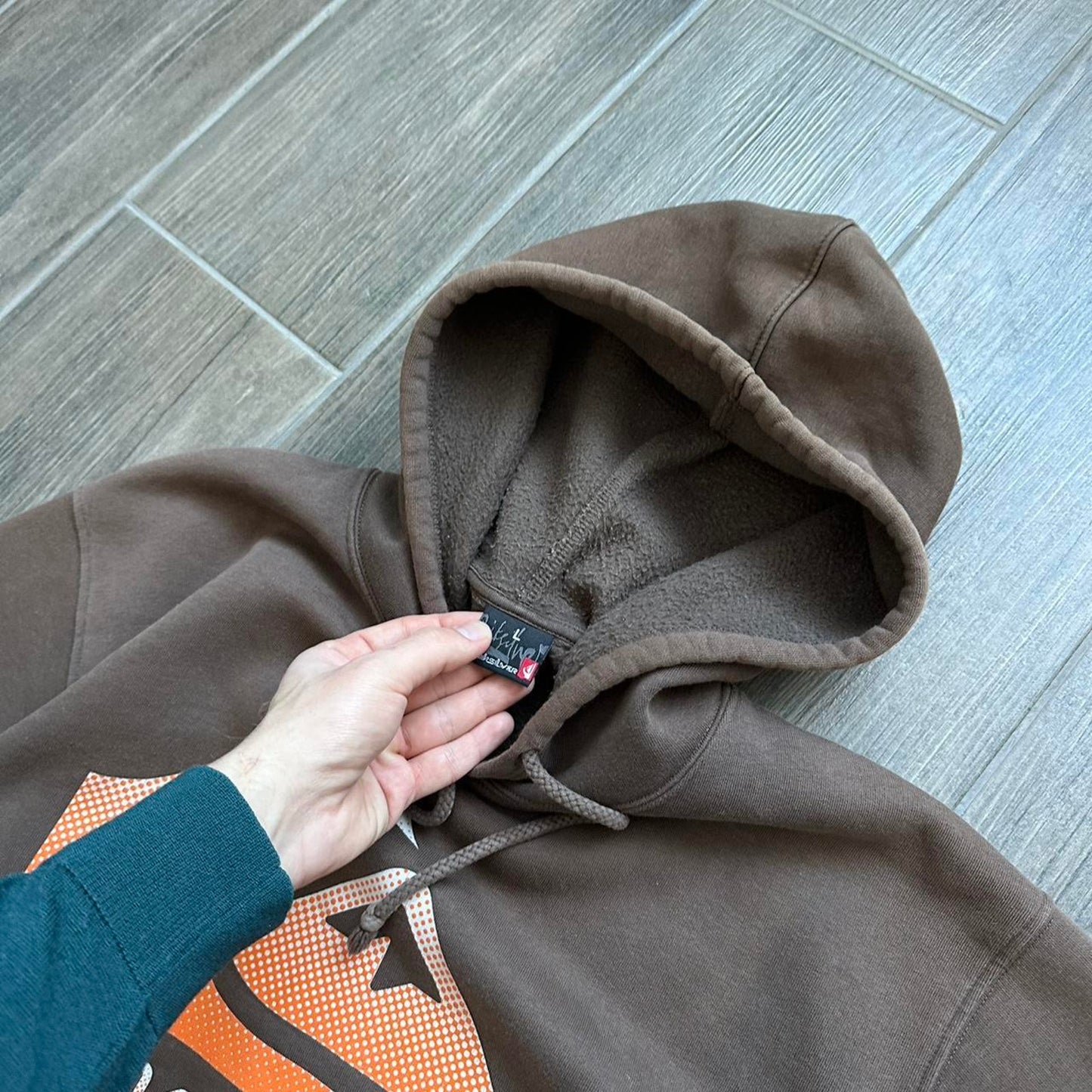 Quiksilver brown baggy y2k hoodie