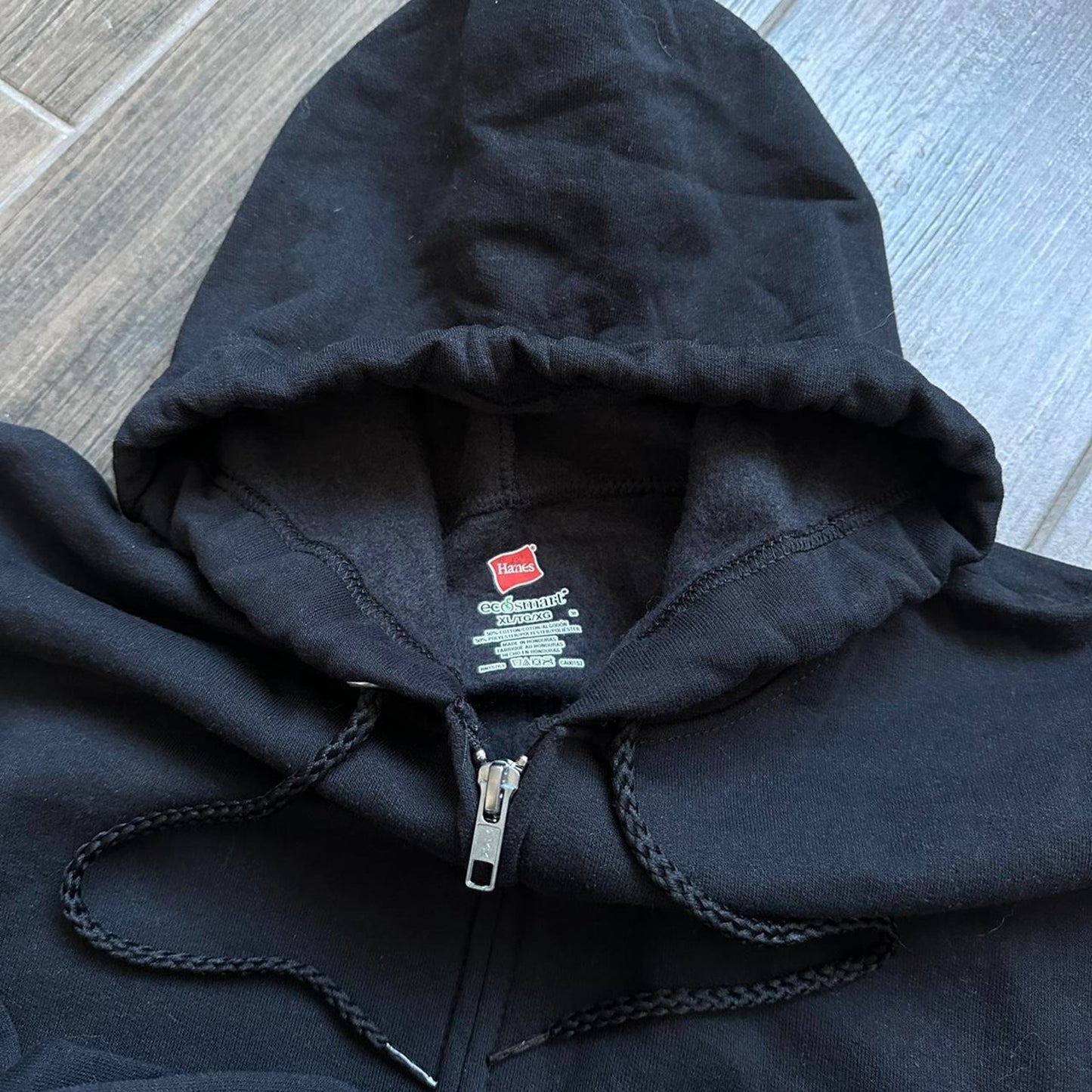 Y2k black zip baggy hoodie