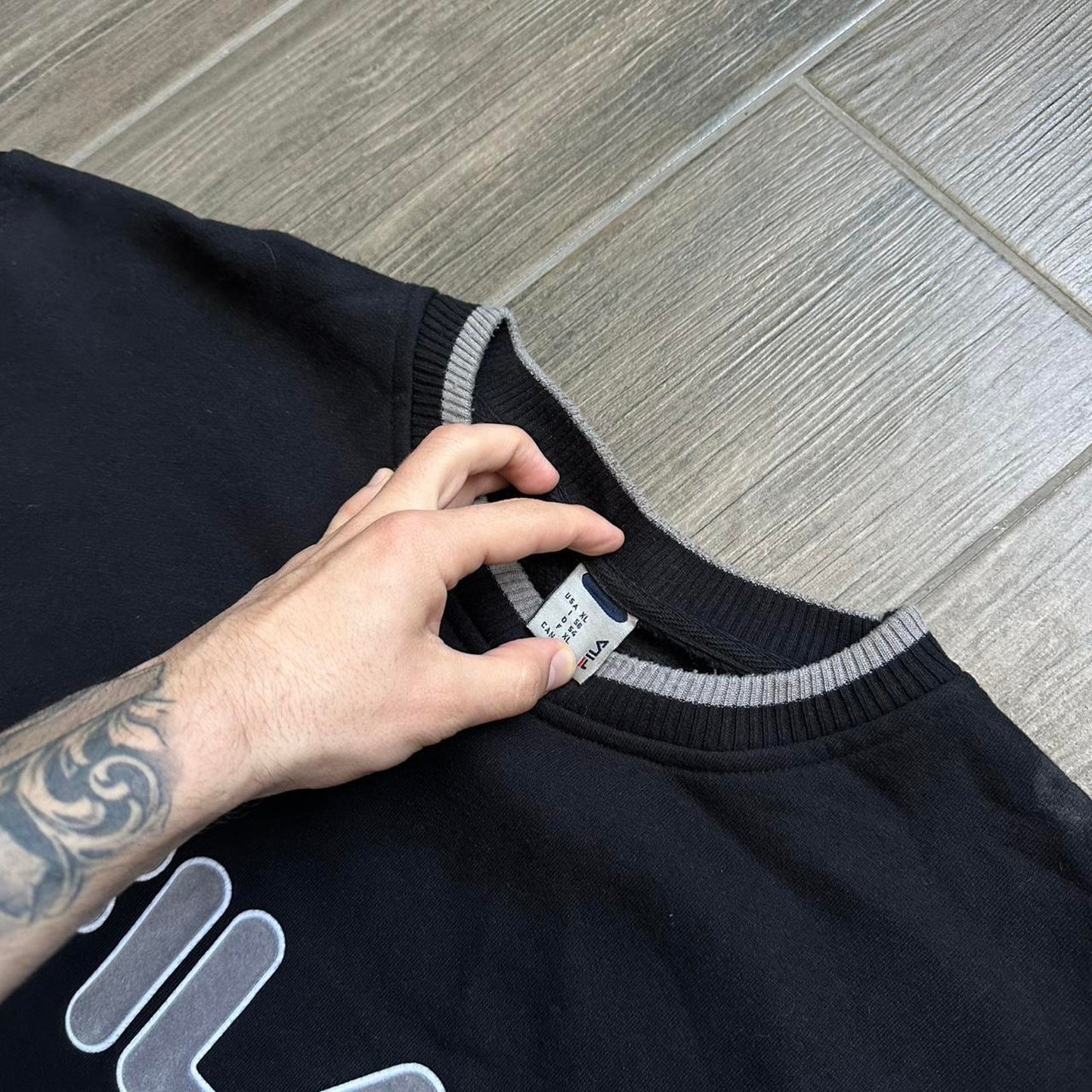 Fila black crewneck sweatshirt with white logo