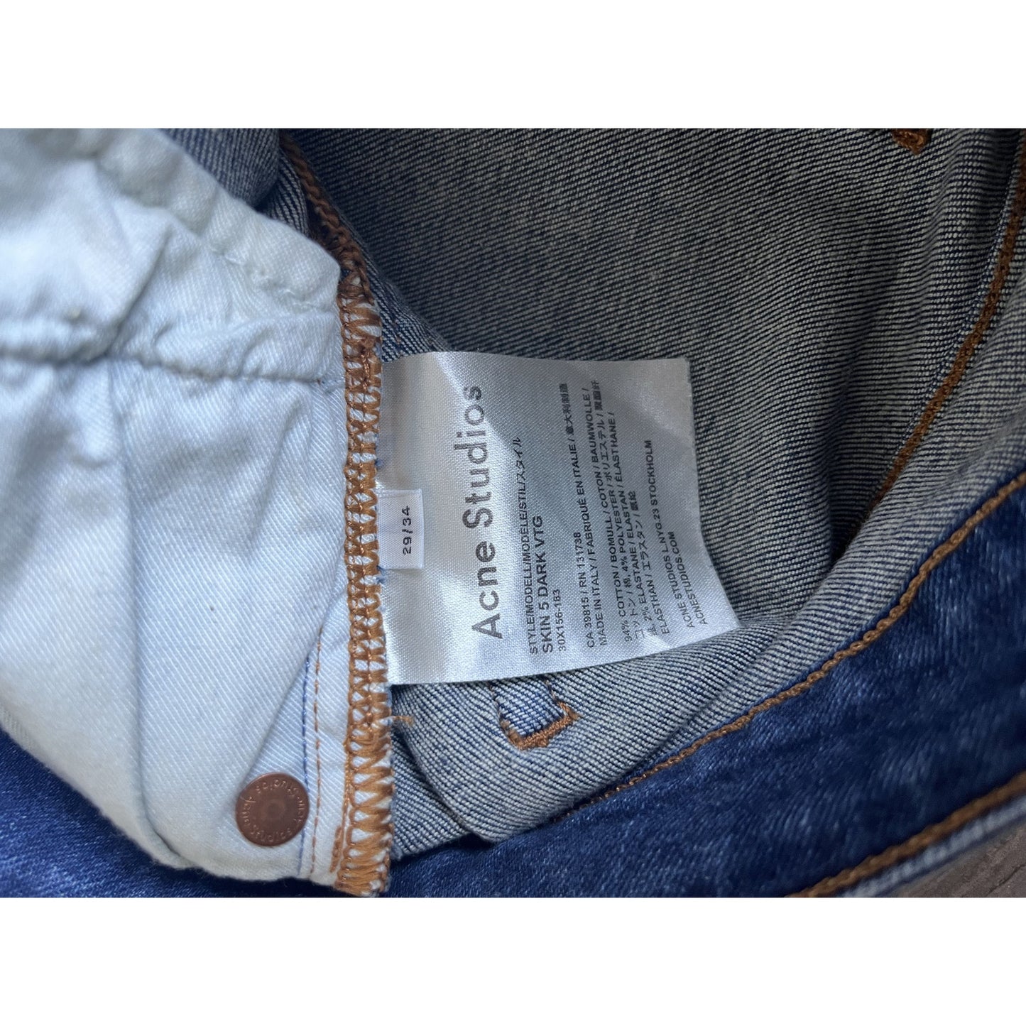 Acne Studios Skin 5 Dark VTG Blue Slim Fit Jeans Denim