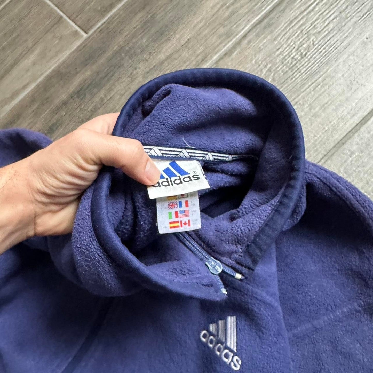 Adidas navy fleece boxy fit y2k L-XL jumper