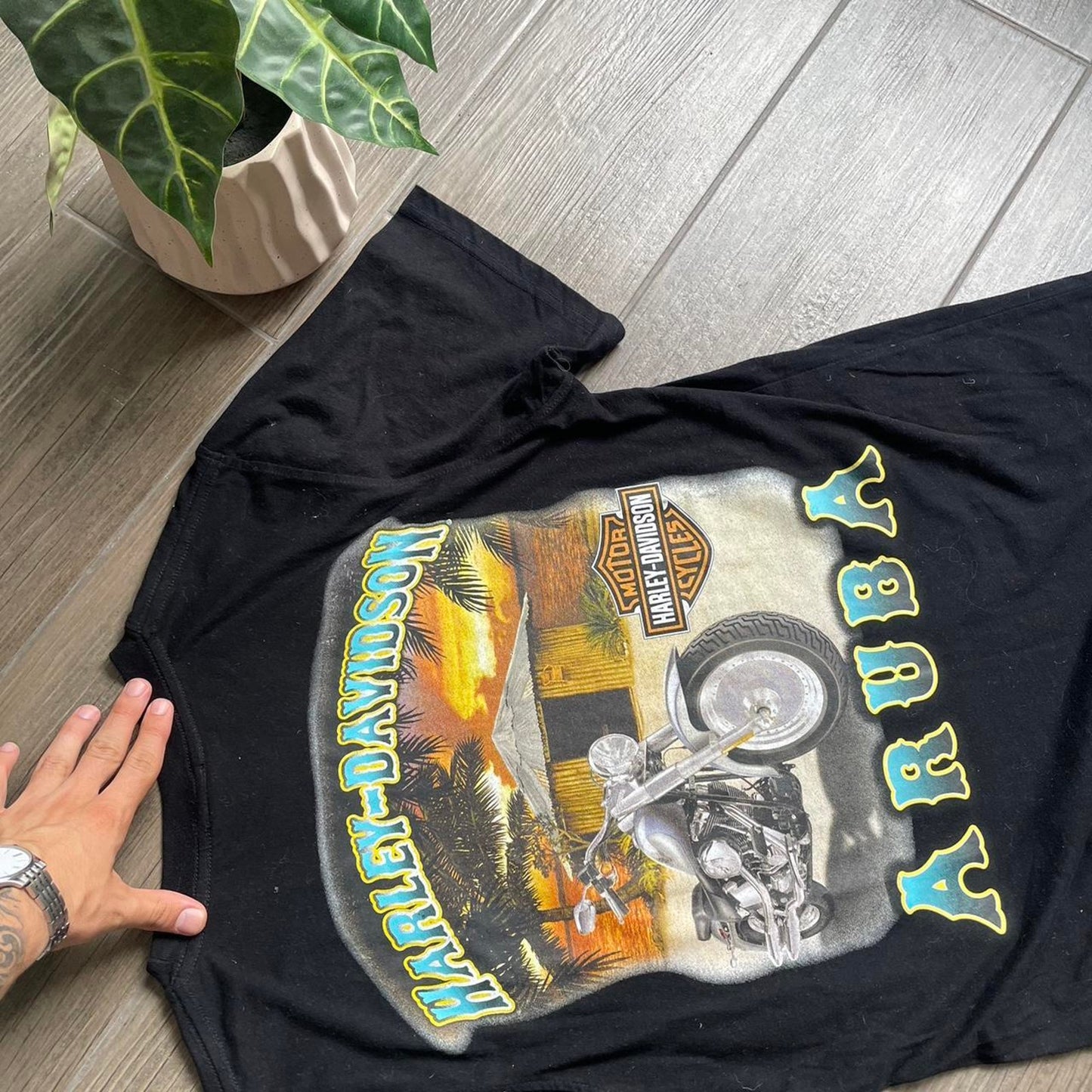 Harley davidson black y2k moto tee