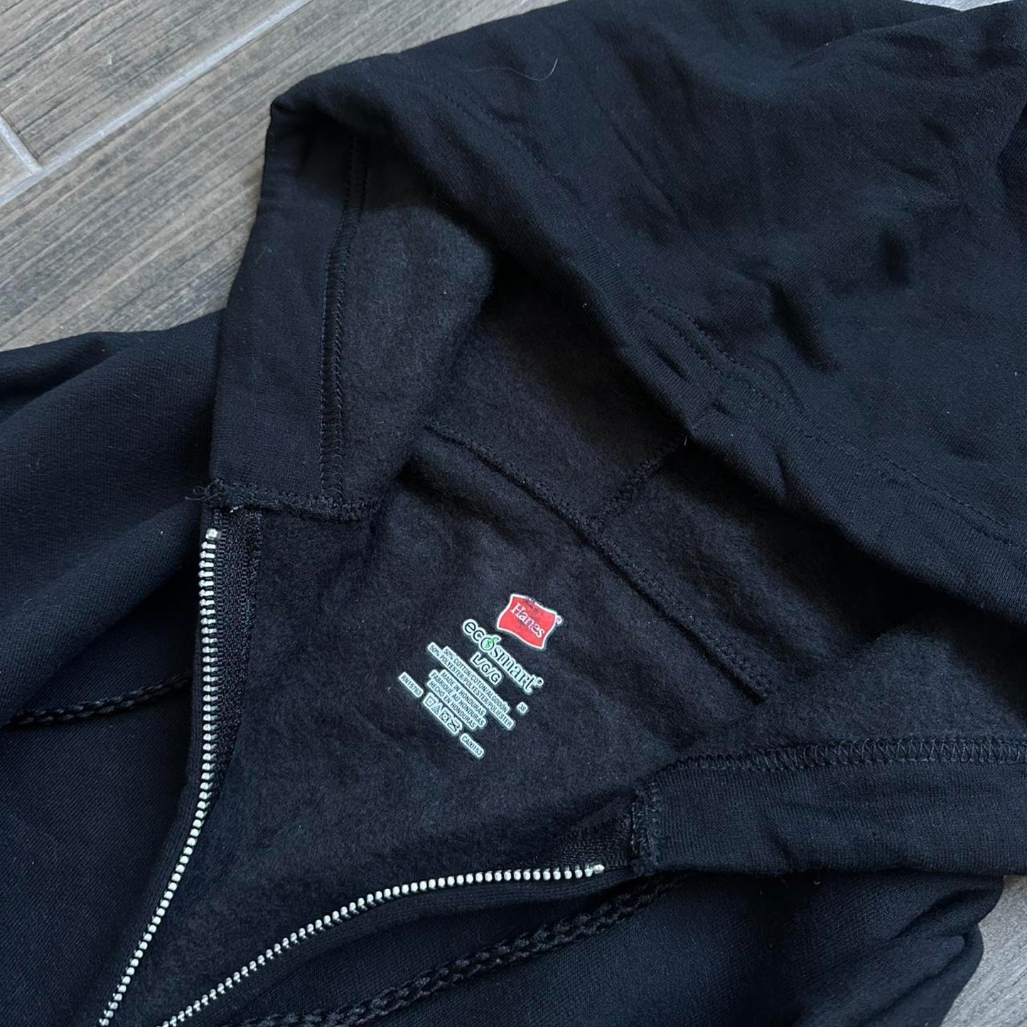 Y2k black zip baggy L hoodie