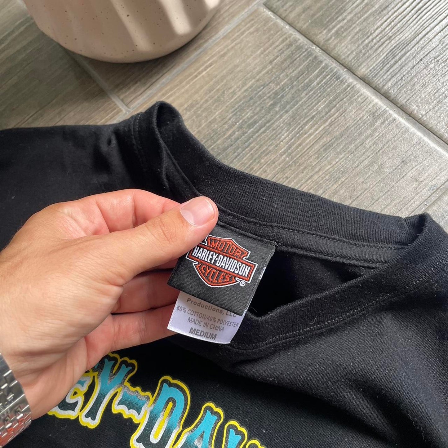 Harley davidson black y2k moto tee