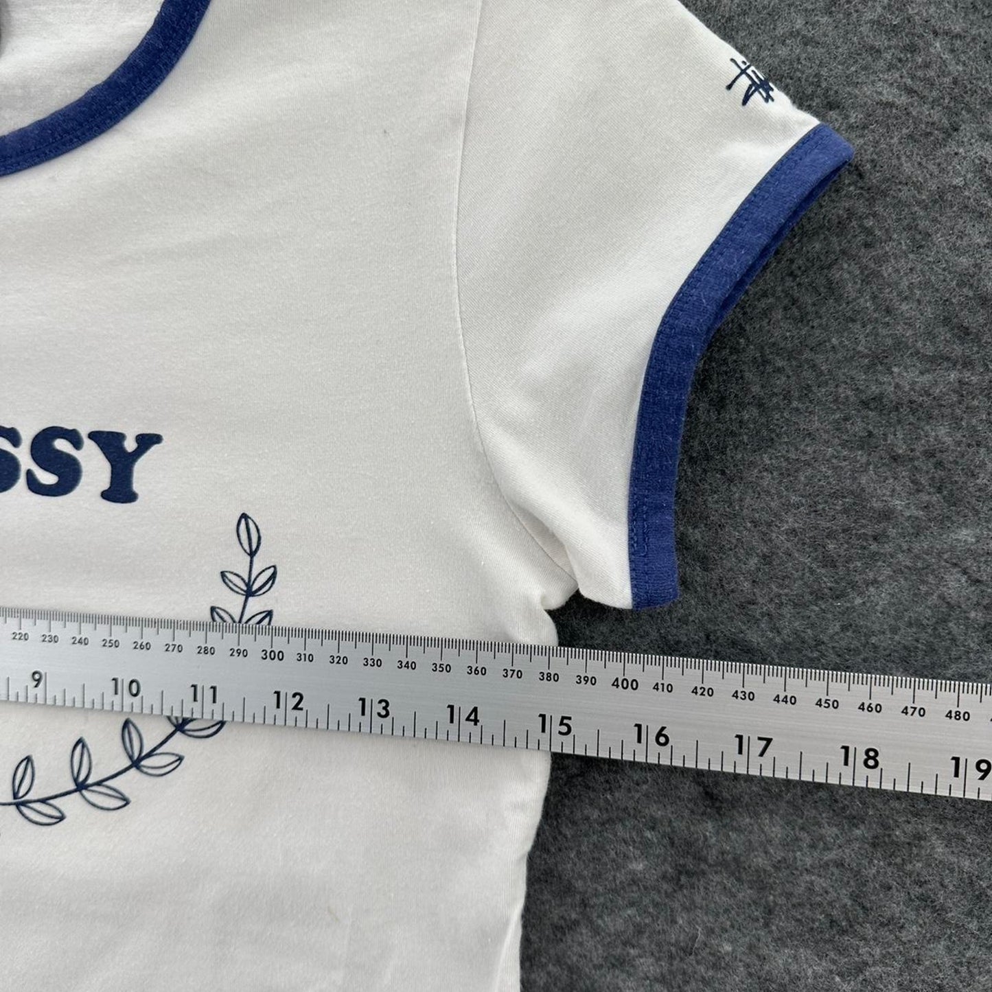 Stussy white baby tee with