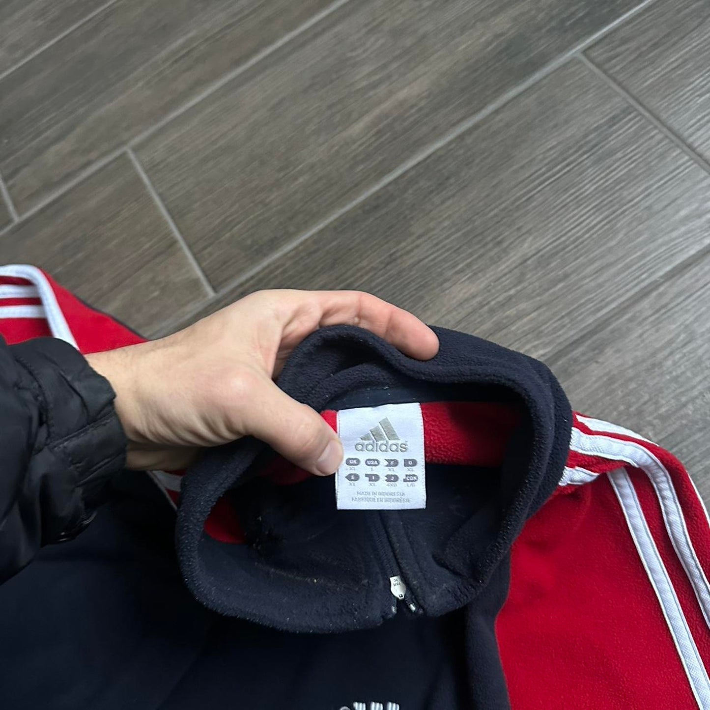 Adidas y2k zip warm fleece navy red