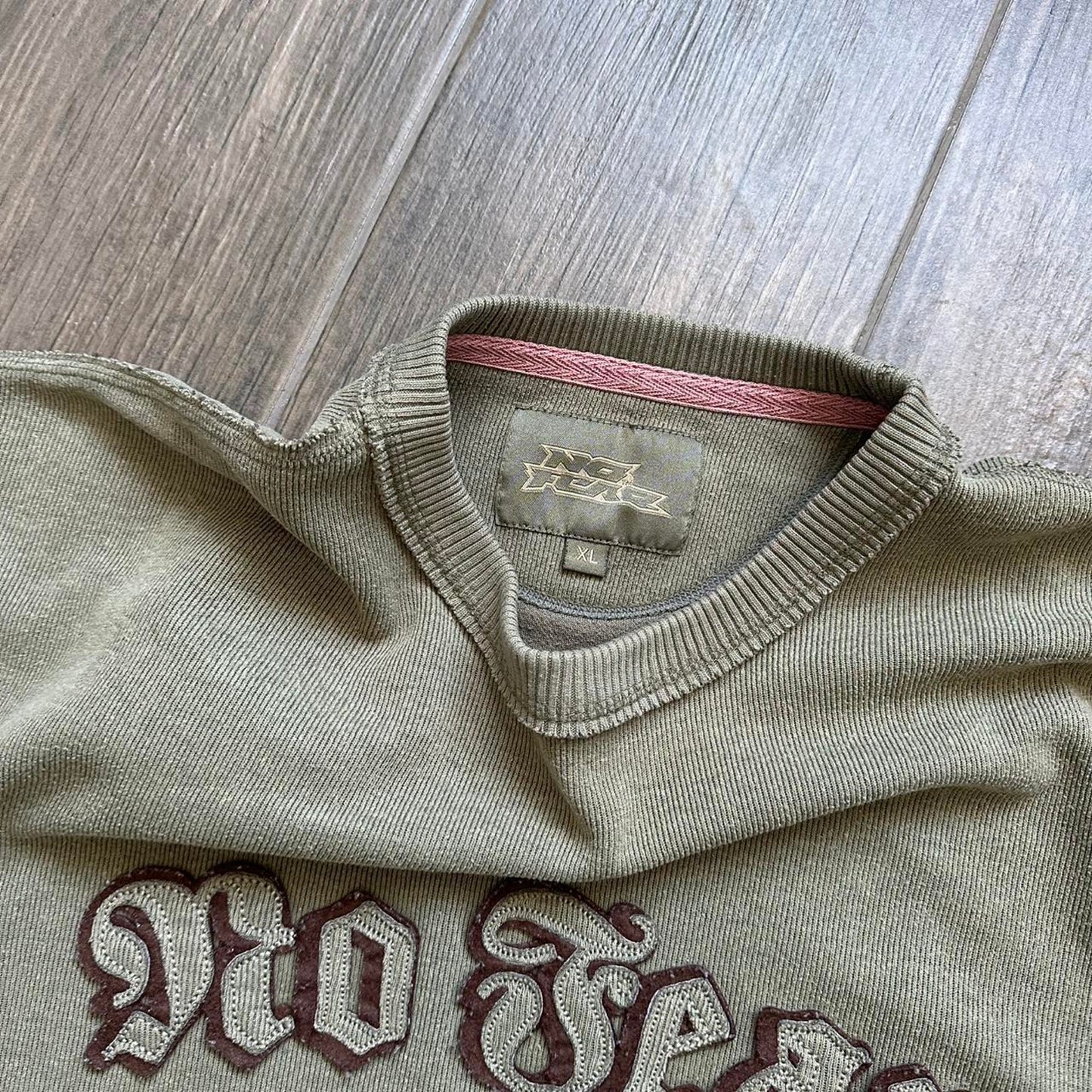 No fear khaki green crewneck