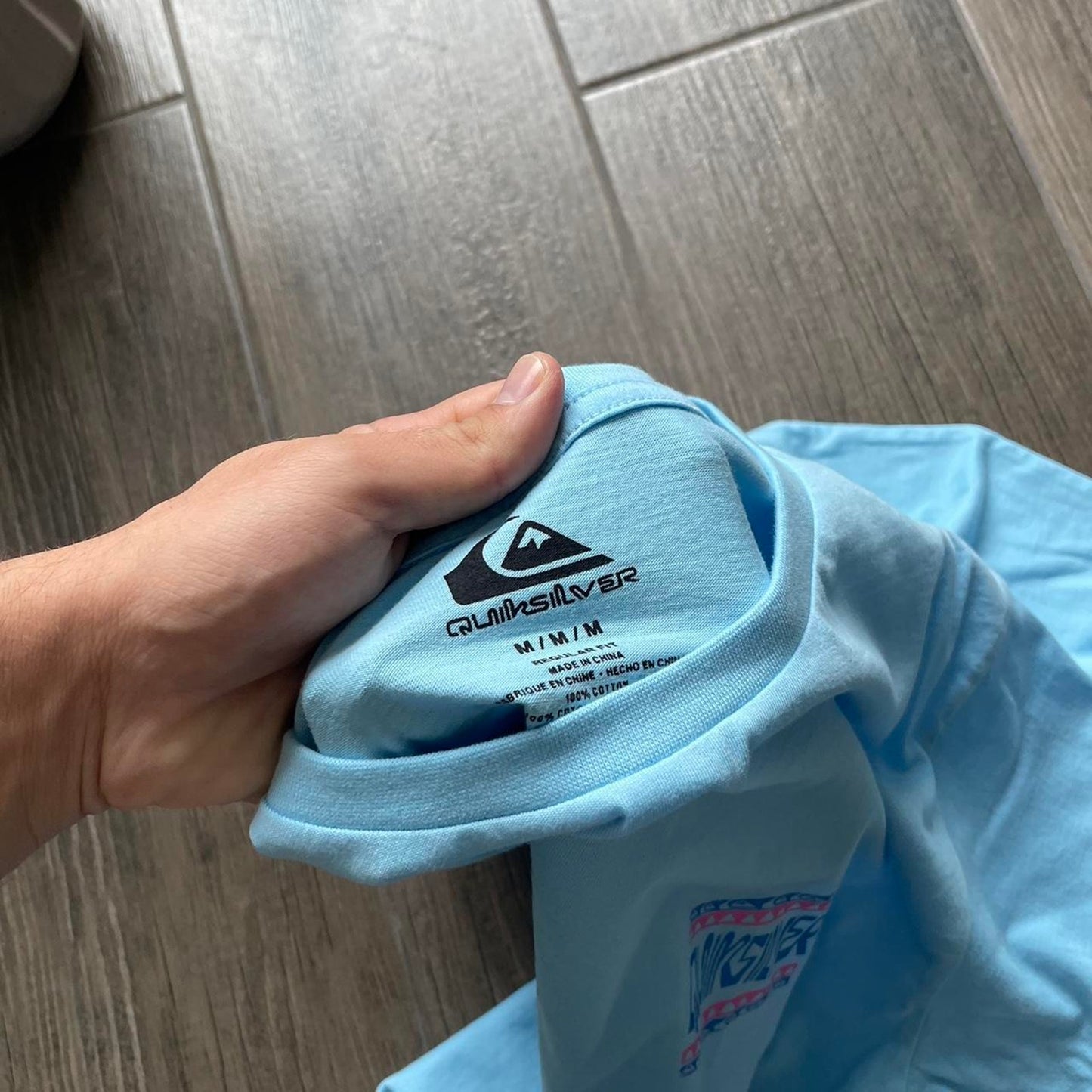 Quiksilver blue big logo surf cotton t-shirt M