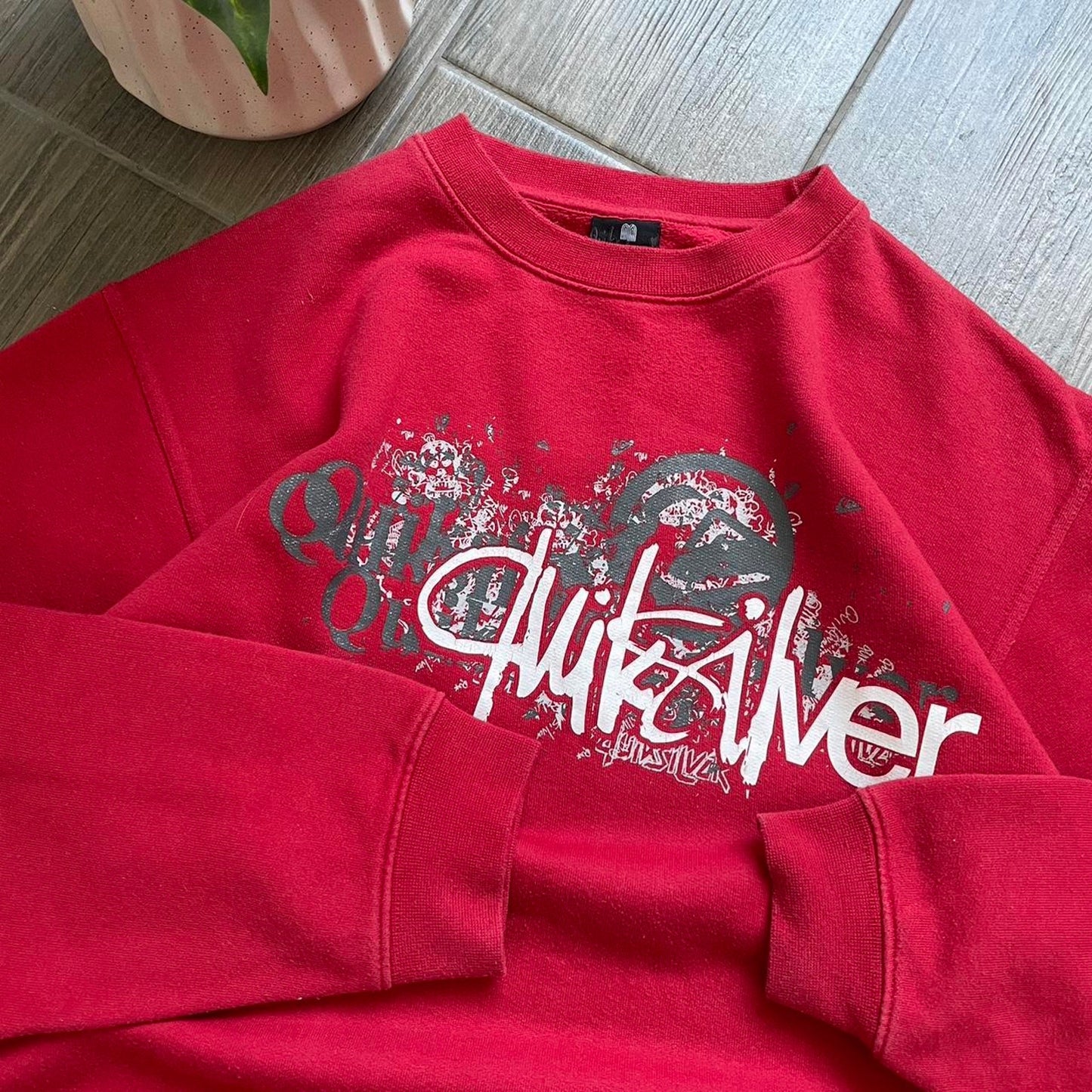 Quiksilver red y2k japan style sweatshirt