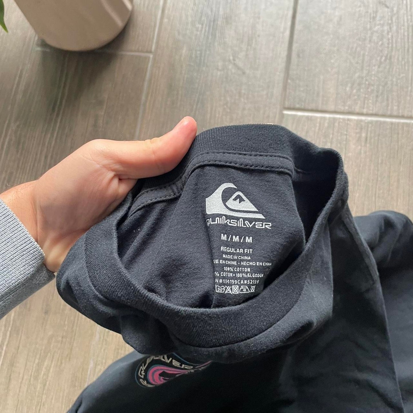 Quiksilver black big logo surf cotton t-shirt M