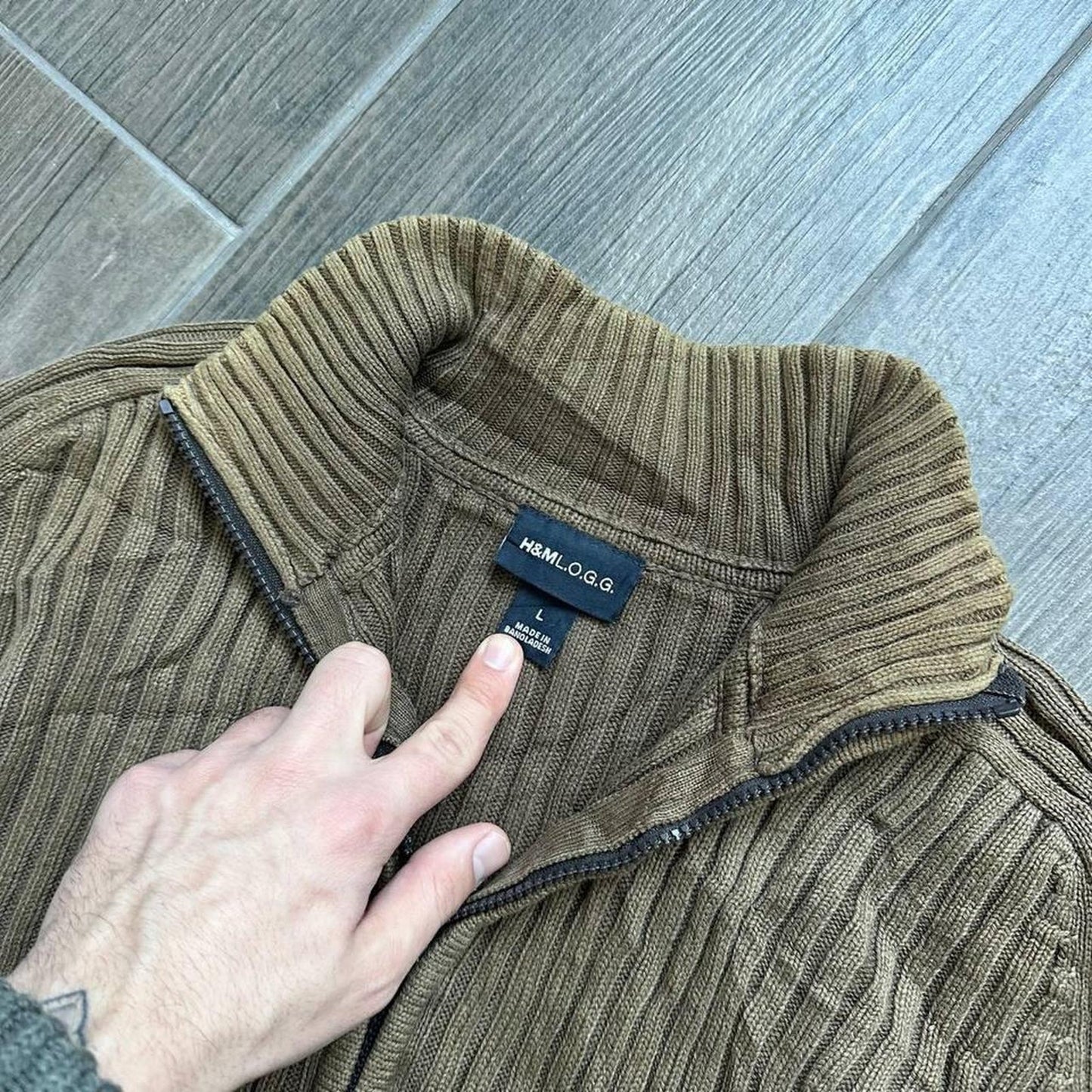 Y2k Japanese style knitted zip L jumper