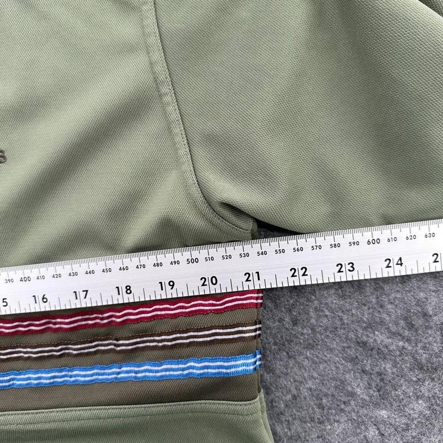 Adidas green striped tee with