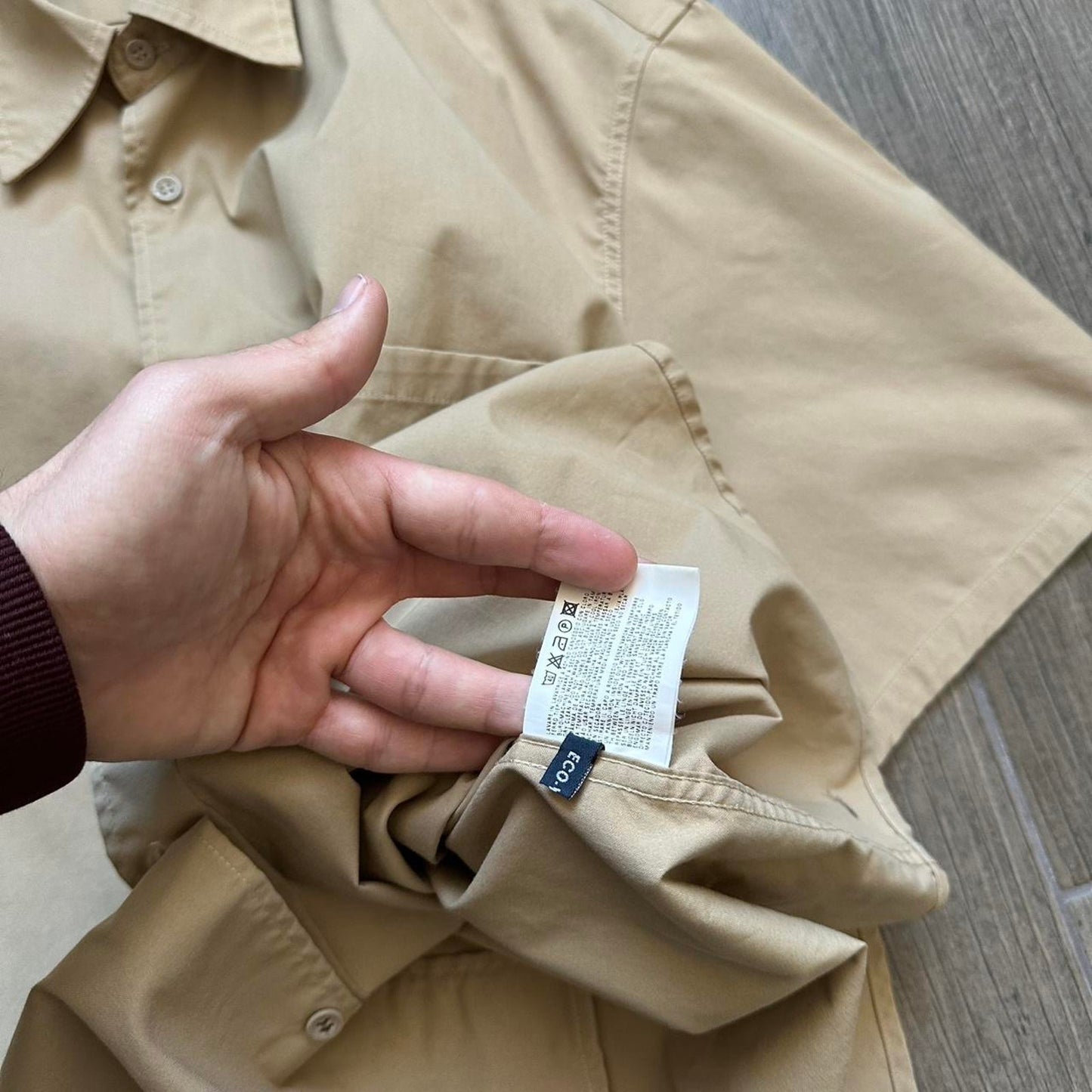Armani Jeans tan button up shirt