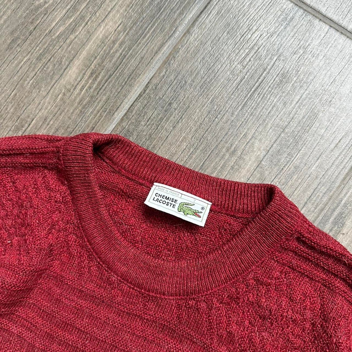 90s Chemise Lacoste red knit sweater