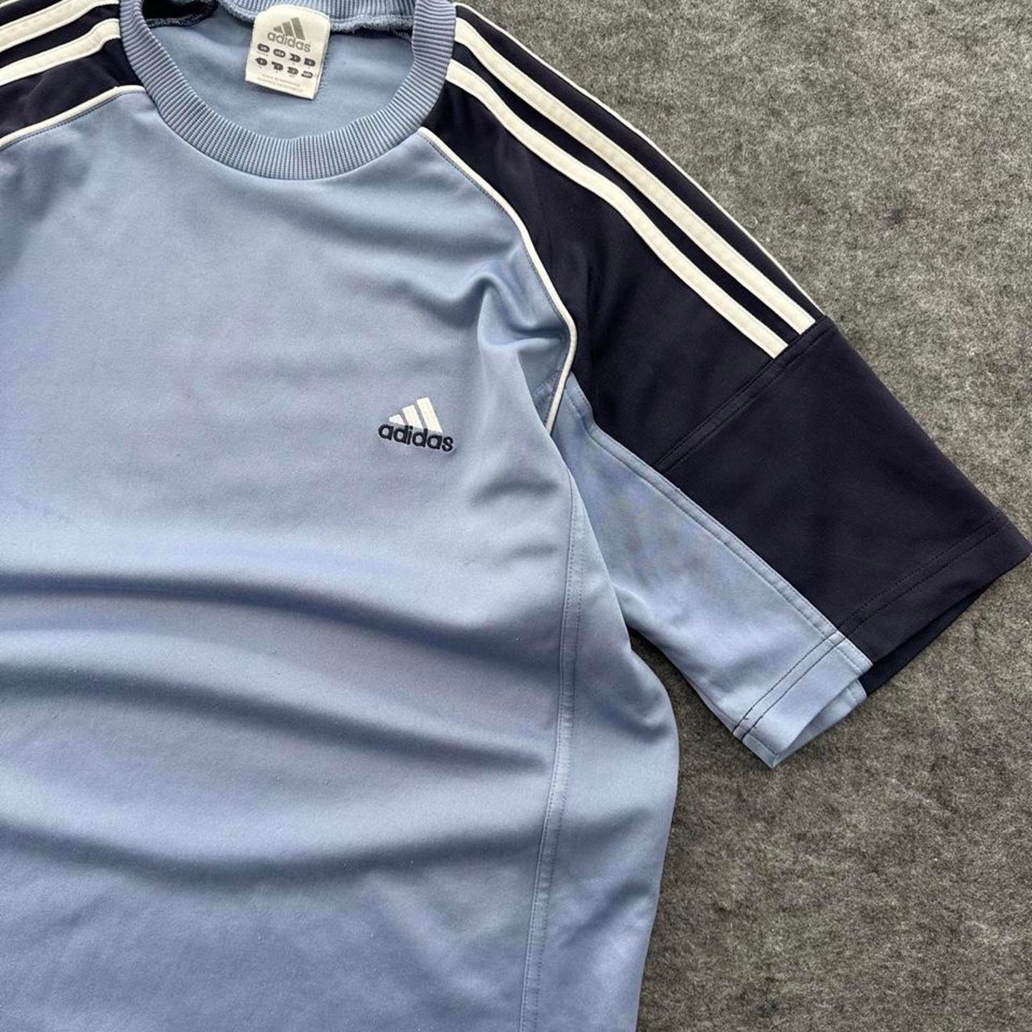 Adidas blue and white striped
