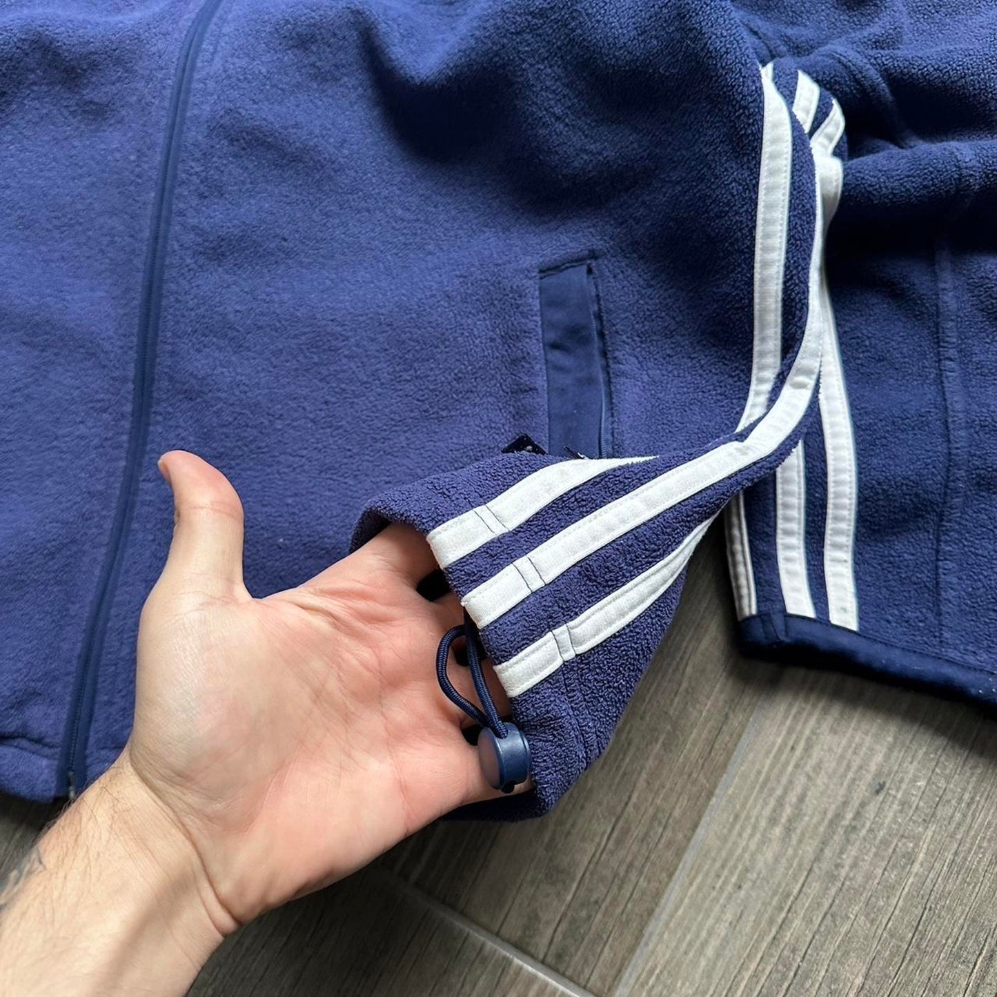 Adidas navy fleece boxy fit y2k L-XL jumper