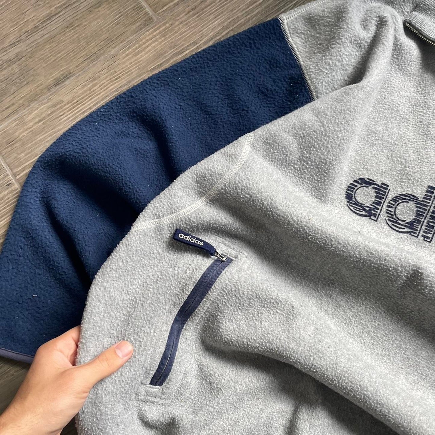 Adidas fleece grey y2k vintage Oversized L jumper