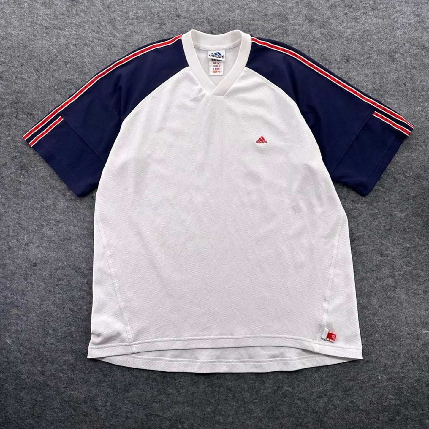 Adidas white and navy striped
