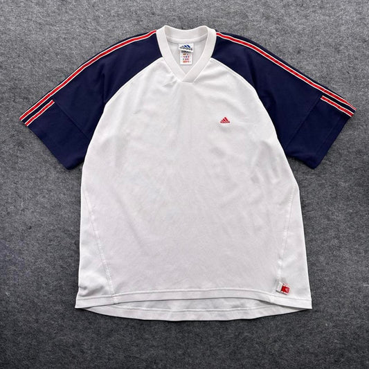 Adidas white and navy striped
