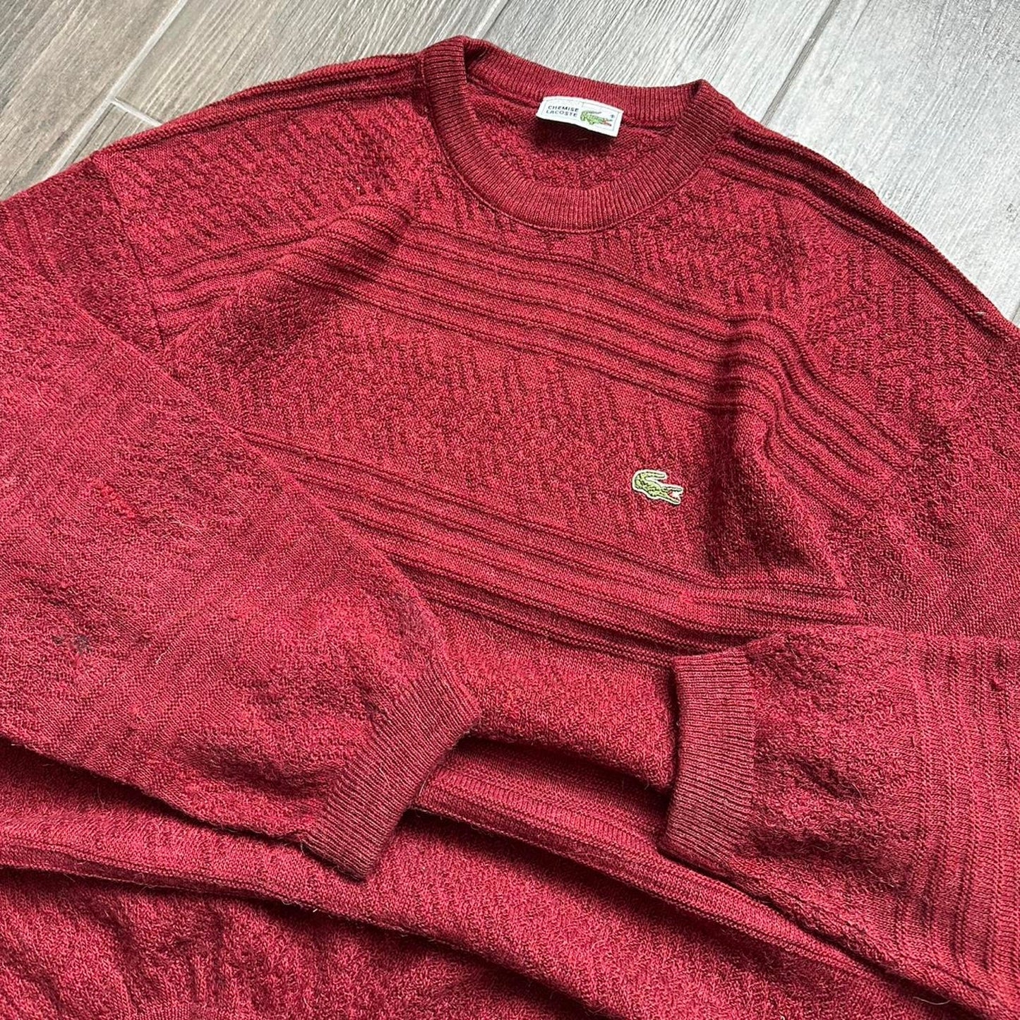 90s Chemise Lacoste red knit sweater