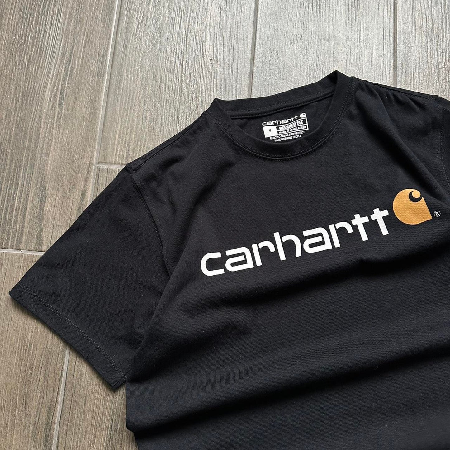 Carhartt black t-shirt with white logo