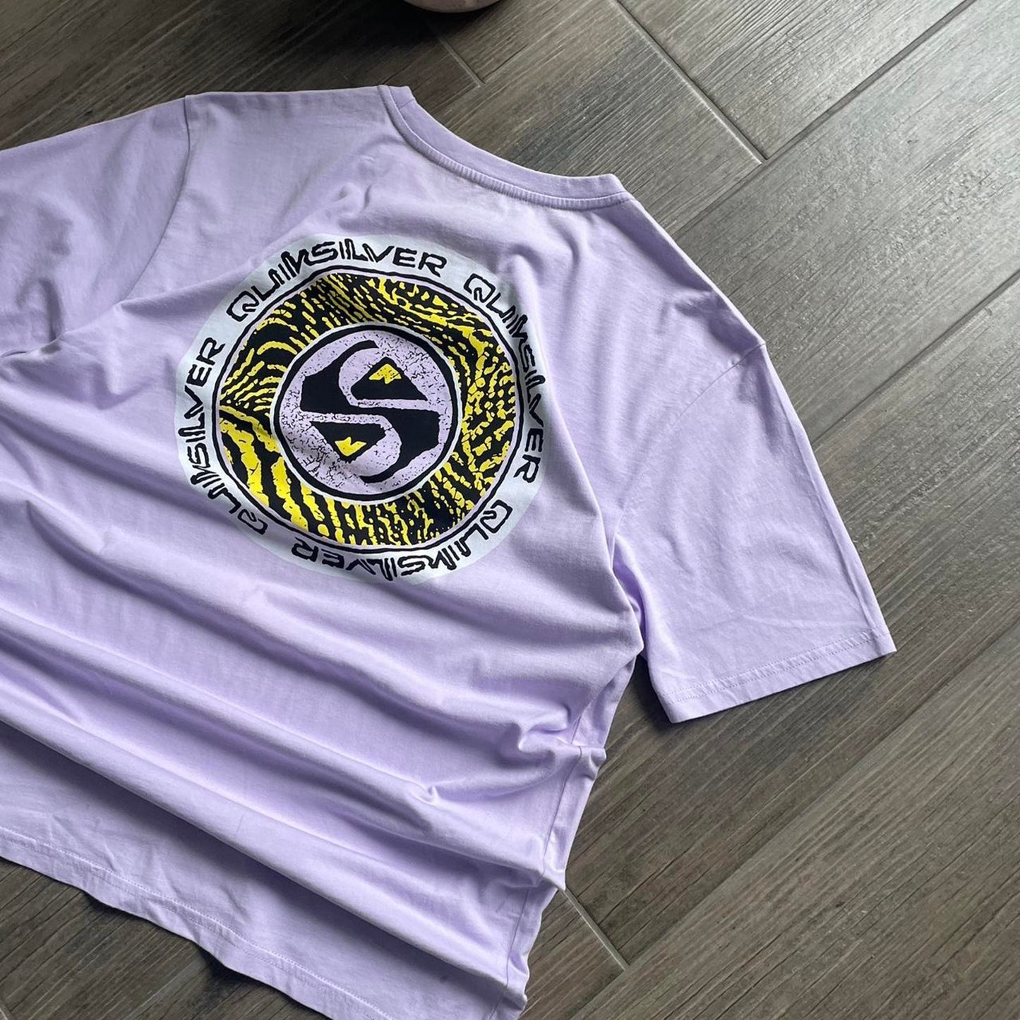 Quiksilver purple big logo surf cotton t-shirt M