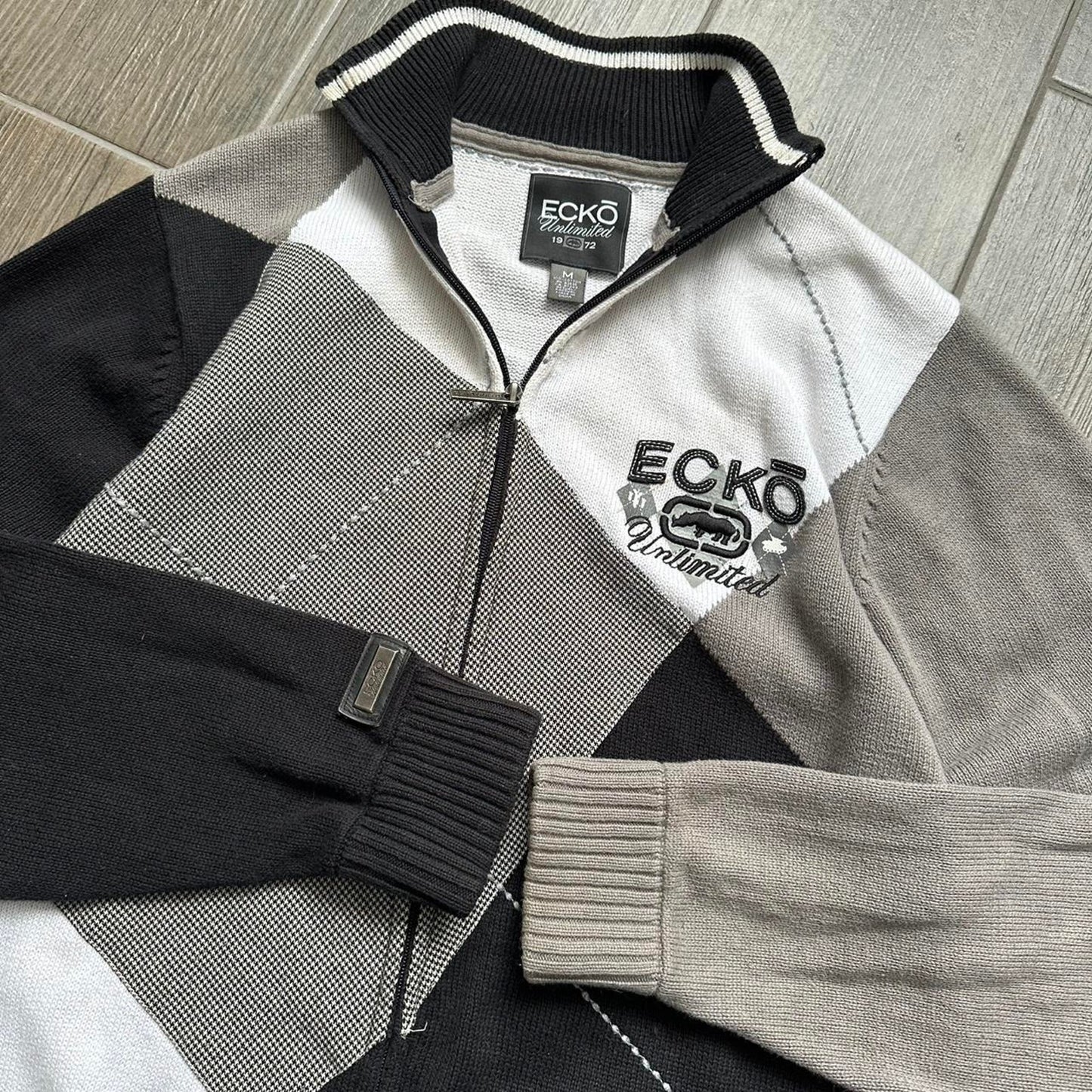 Ecko Unltd. black / grey zip up jumper