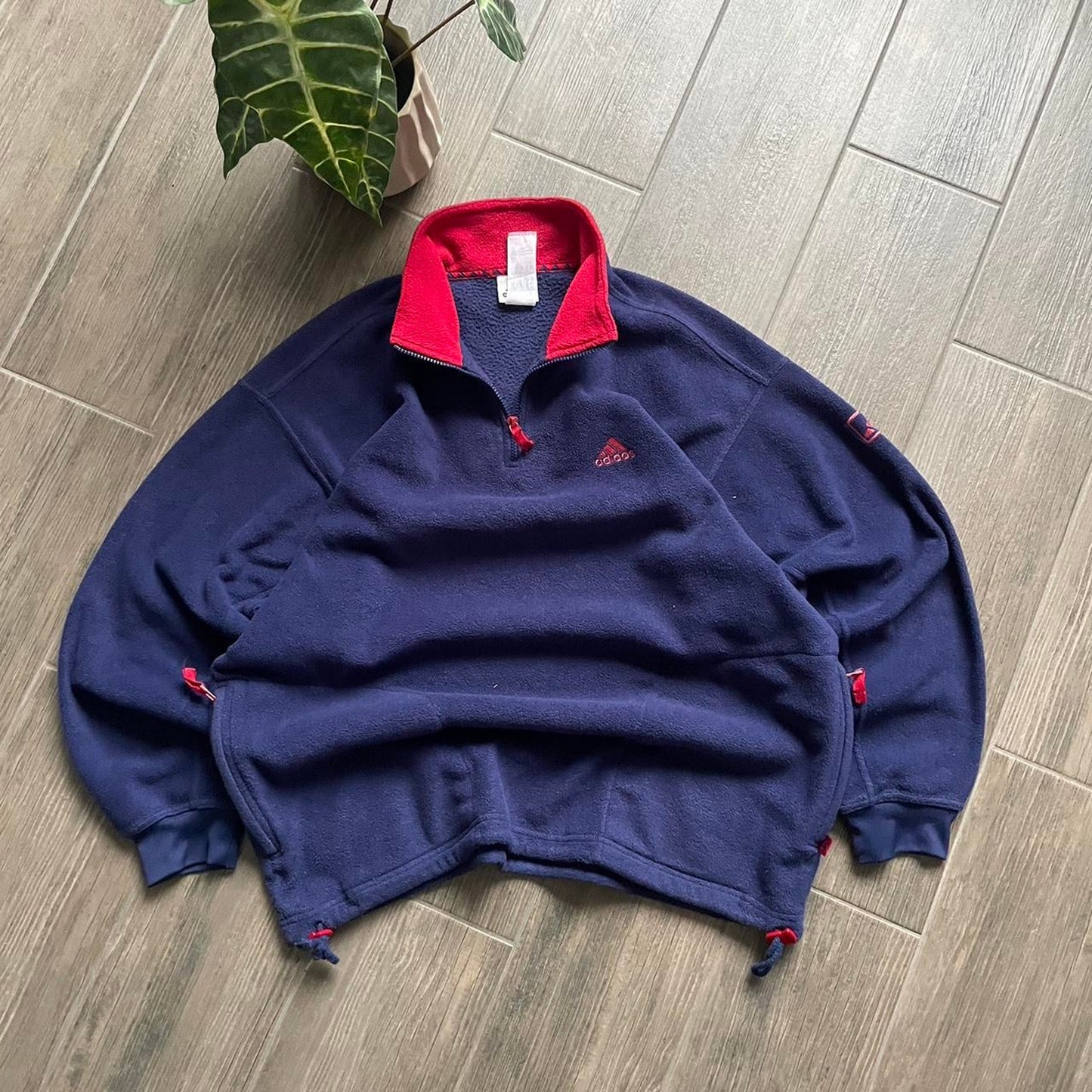 Adidas y2k navy baggy fleece jumper